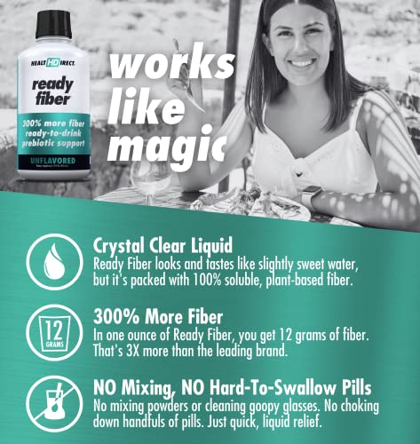 HEALTH DIRECT Ready Fiber Prebiotic Liquid Fiber Supplement for Women, Men, and Kids. Easier Than Fiber Gummies, Fiber Powders and Fiber Pills for Women, 15oz, Unflavored