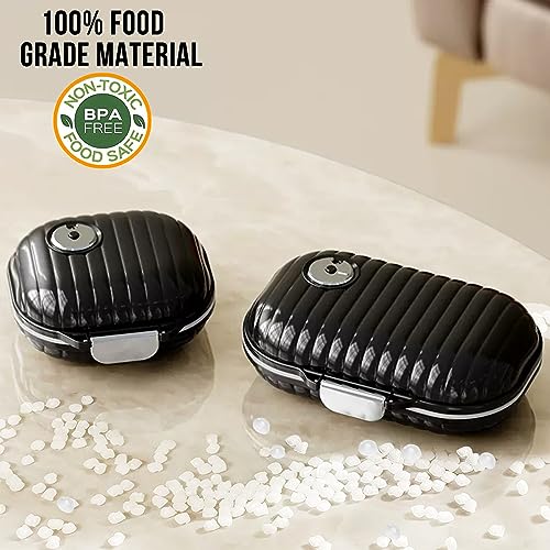 2 Pack Pill Organizer Pill Box 7 Compartments Large Pill Dispenser Home Travel Supplement Holder Airtight Vitamin Container Daily Medicine Travel Essentials(Small+ Large)