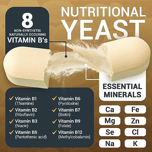 Dr. Berg Nutritional Yeast Tablets โ Natural B12 Added - All 8 B Vitamin Complex โ Organic Vanilla Flavor - 270 Vegan Tablets Dietary Supplements