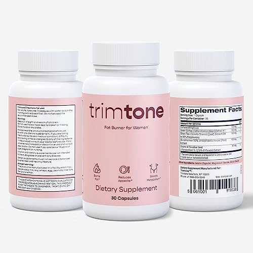Trimtone Pills, 100% Natural Weight Management Formula for Women, Mood & Energy Boosting Complex - 30 Capsules - 1 Month Supply