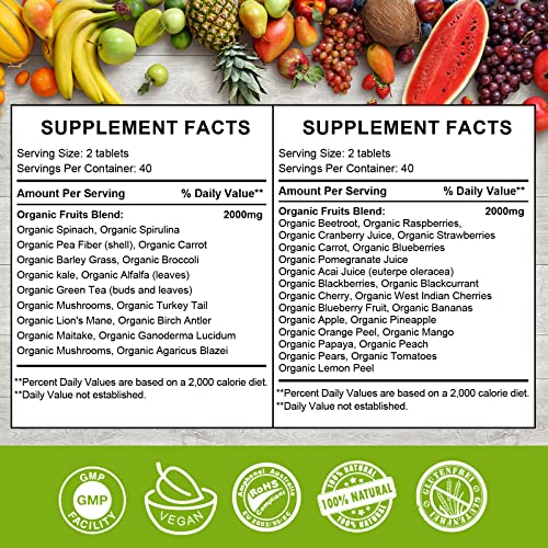 Bunkka Fruits and Veggies Supplement - Filled with Vitamins, 23 Fruits & 16 Vegetables - Balance of Organic Nature Fruit and Vegetables, Supports Energy Levels - Non GMO, Soy Free & Vegan