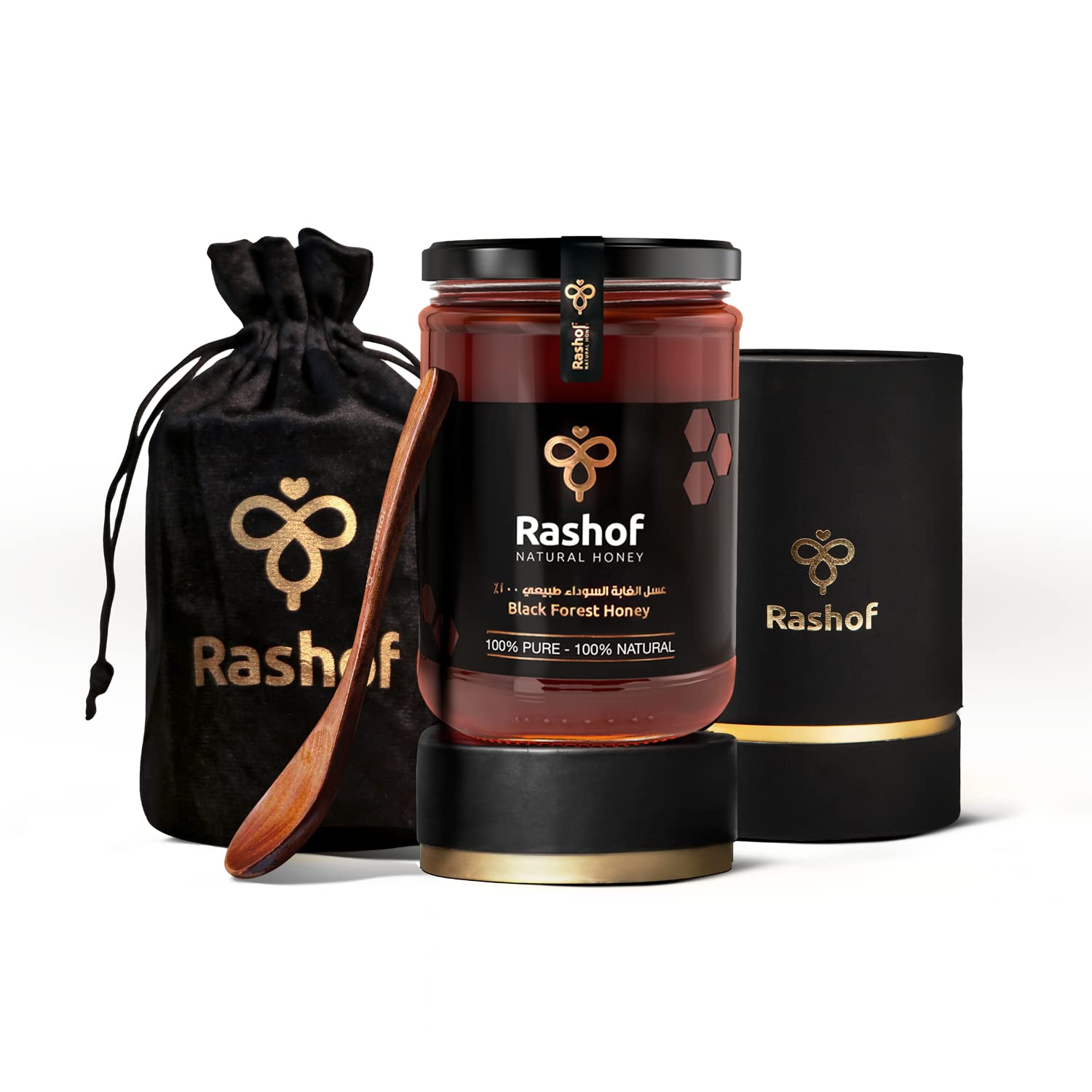 WALLECOM Rashof Pure Honey Black Forest, All Natural & Organic Honey - Non GMO, Grade A, Certified and Unpasteurized Honey with Super Natural Stunning Taste - 500g