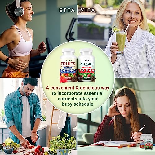 Sugar-Free Fruits and Veggies Gummies - Superfood Fruit and Vegetable Supplement (120 Chews), 16 Superfruits & 8-Blend Veggies, Fruit & Herbs, Fruit and Vegetable Vitamins, Pectin-Based, Gluten-Free