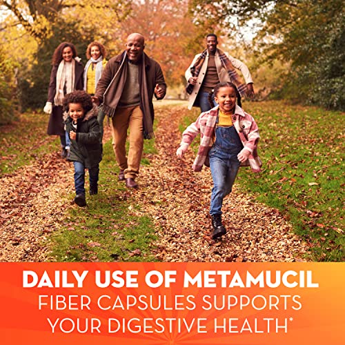 Metamucil, Daily Psyllium Husk Powder Supplement, 3-in-1 Fiber for Digestive Health, Plant Based Fiber, 300ct Capsules