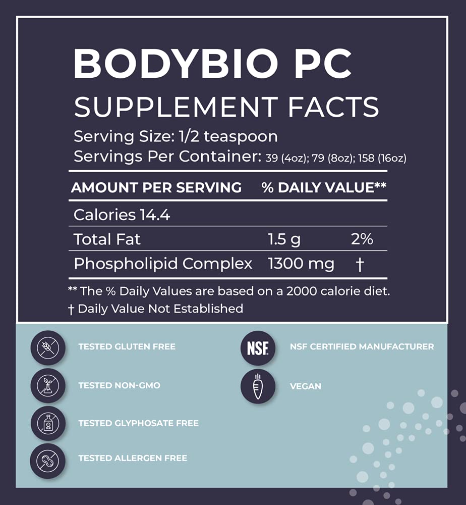 BodyBio Brain Supplement 16 oz - Pure Phospholipid Complex for Healthy Aging | Nootropics Booster | Enhance Focus, Memory, Cellular Repair Phosphatidylcholine for Increased Bioavailability