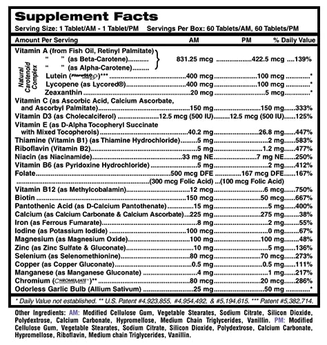 MDR Fitness Tabs Patented AM/PM Multivitamin for Men Doctor Formulated with Right Nutrients at The Right Time - Gluten Free - 2 Month Supply