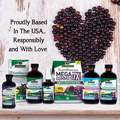 Nature's Answer Alcohol-Free Sambucus Dietary Supplement 16oz Liquid | Daily Immune and Antioxidant Support | Made in The USA | Gluten-Free & Vegan | Single Count