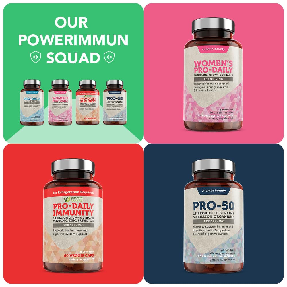 Vitamin Bounty Pro-Daily Probiotic - 13 Probiotic Strains, Gut Health, Digestive Health, Including Lactobacillus Acidophilus, Probiotic for Women and Men (Pro-25 Probiotics)
