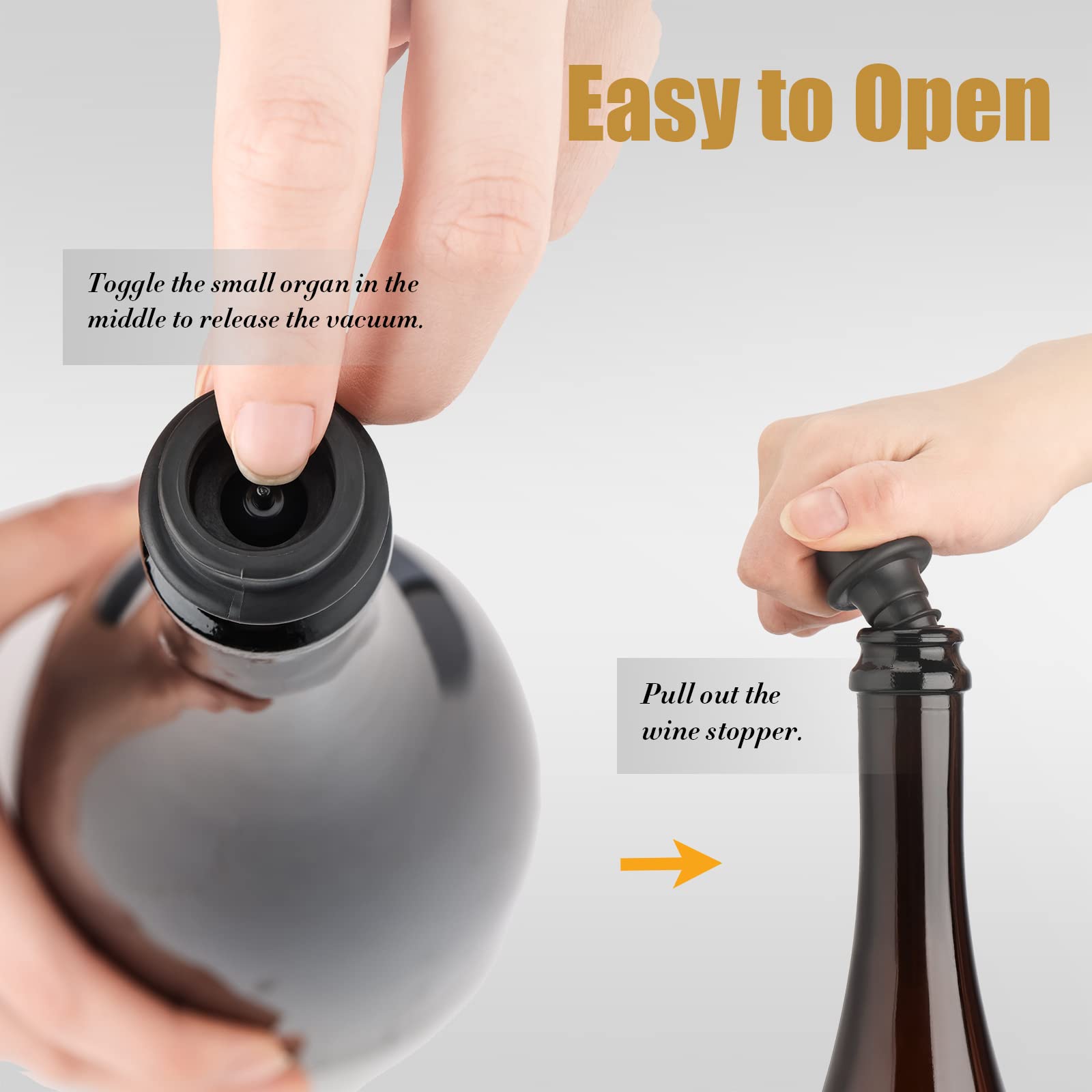 OWO Wine Saver with 4 Vacuum Stoppers, Wine Stopper Wine Preserver, Wine Bottle Keeper Set Reusable Vacuum Sealer Keeps Wine Fresh