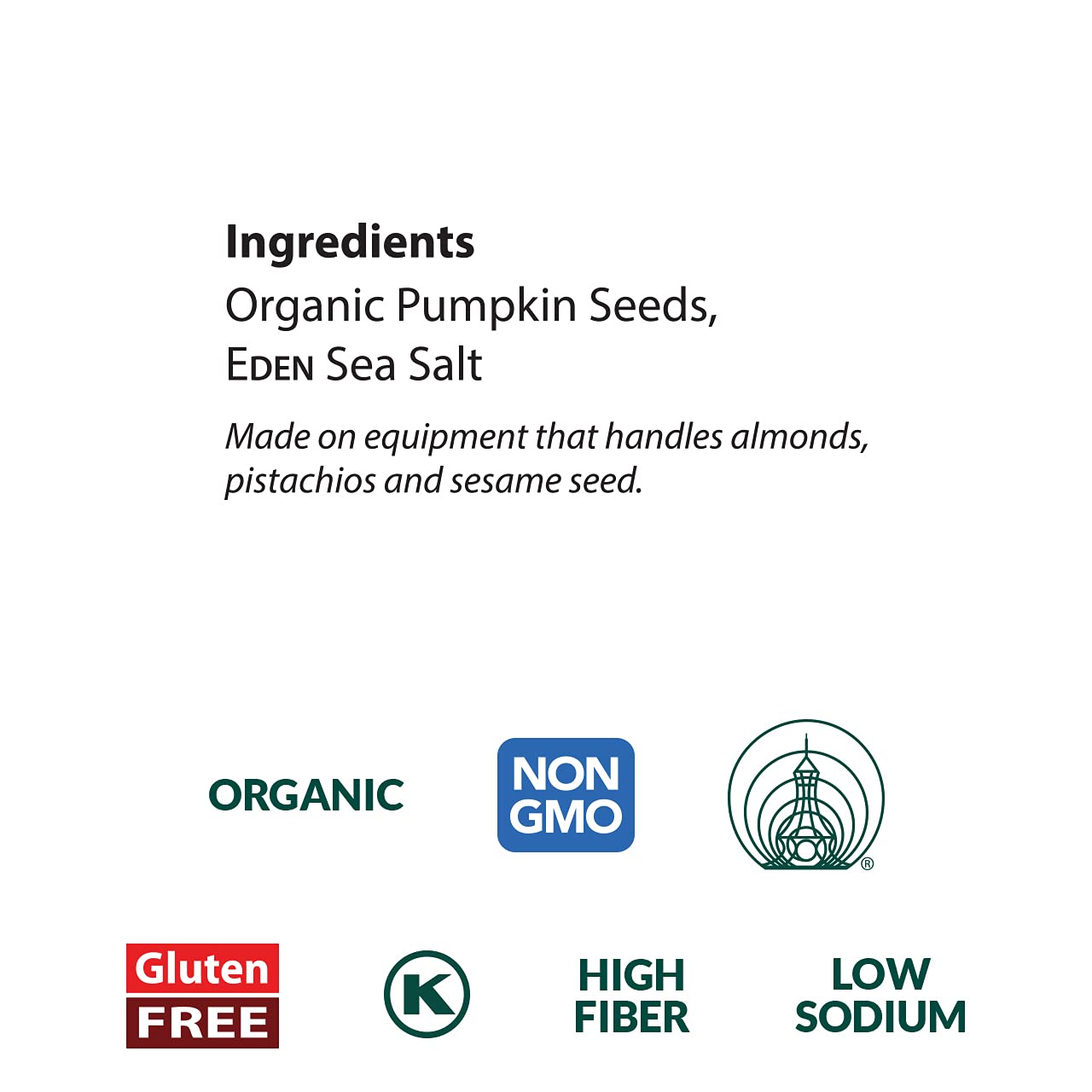 Eden Organic Pumpkin Seeds, Dry Roasted and Lightly Salted, 4 oz (6-Pack)