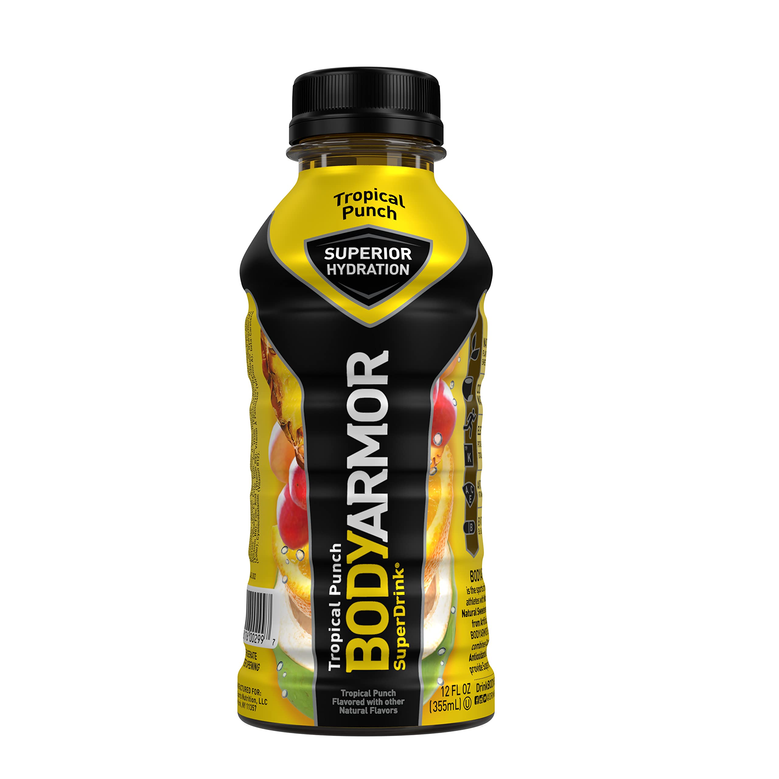 BODYARMOR Sports Drink Sports Beverage, Tropical Punch, Coconut Water Hydration, Natural Flavors With Vitamins, Potassium-Packed Electrolytes, Perfect For Athletes, 12 Fl Oz (Pack of 8)