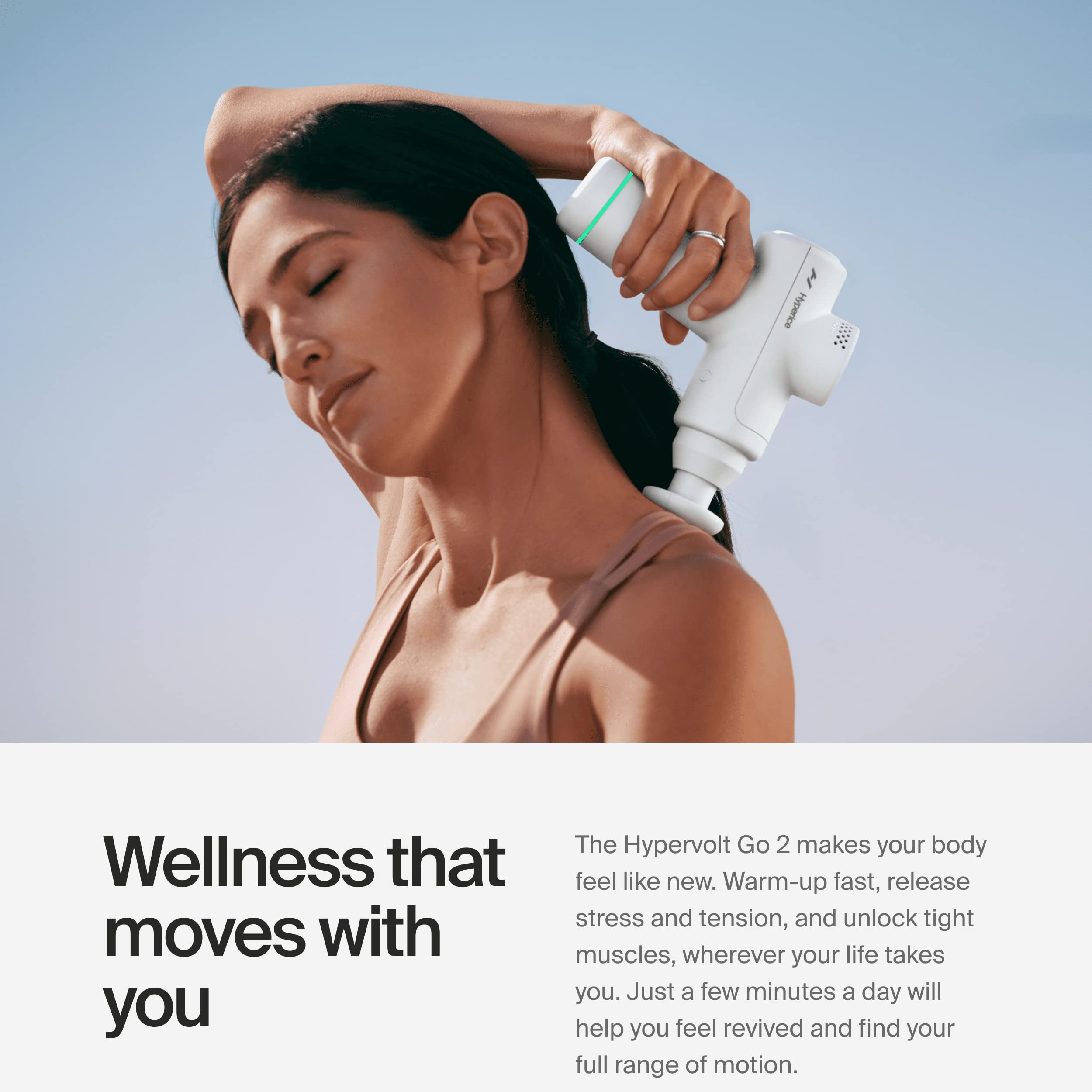 Hypervolt Go 2 - Featuring Quiet Glide Technology - Handheld Percussion Massage Gun | 3 Speeds, 2 Interchangeable Heads | Helps Relieve Sore Muscles and Stiffness
