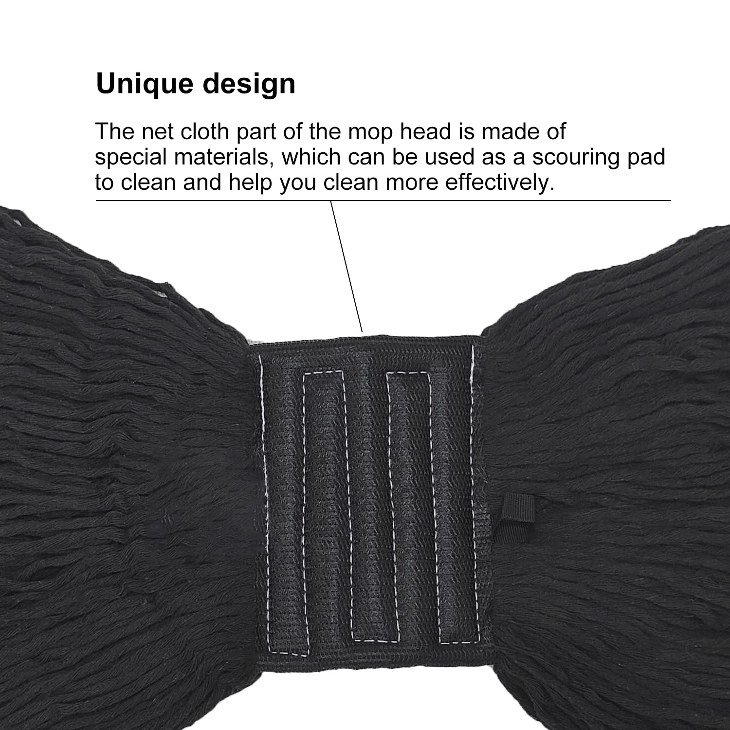 Mop Head Replacement Commercial Mop Head Cotton String Mop Replacement Head,6 Inch Heavy Duty Mopheads, Wet Industrial Cleaning Mop Head for Home, Industrial and Commercial Use-Black-3pc