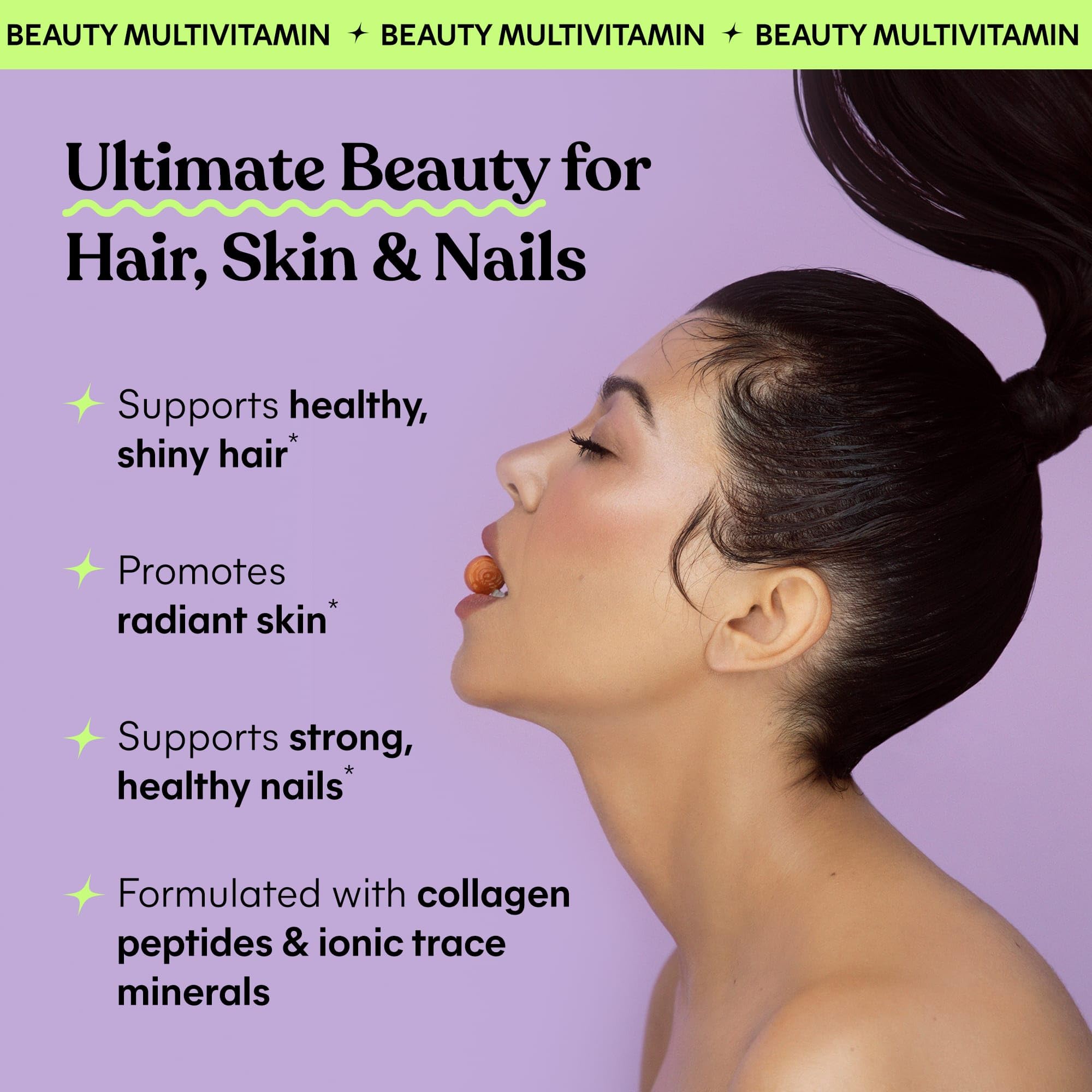 Lemme Glow Collagen Hair Gummies for Strong, Thick Hair & Reduced Shedding with Multi-Collagen Peptides, Biotin, Trace Minerals, Zinc, Vitamins A, C & E, Dairy & Gluten Free, Peach Flavor, 60 ct.