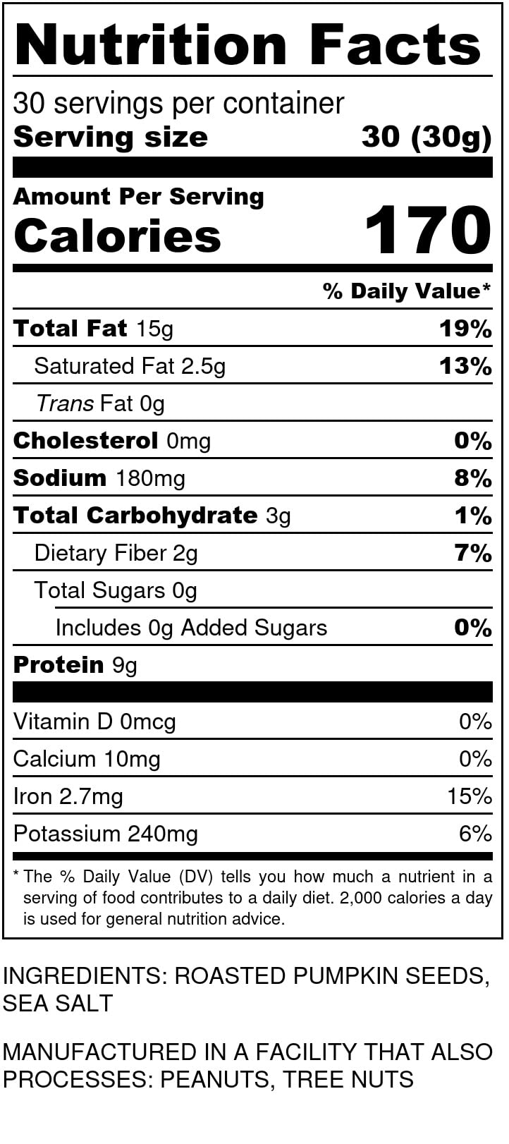 Oven Toasted Pumpkin Seeds with Sea Salt (Papitas) 32 oz (2 lb) | No Oils | No PPO | Non GMO | Vegan and Keto Friendly | Premium Quality