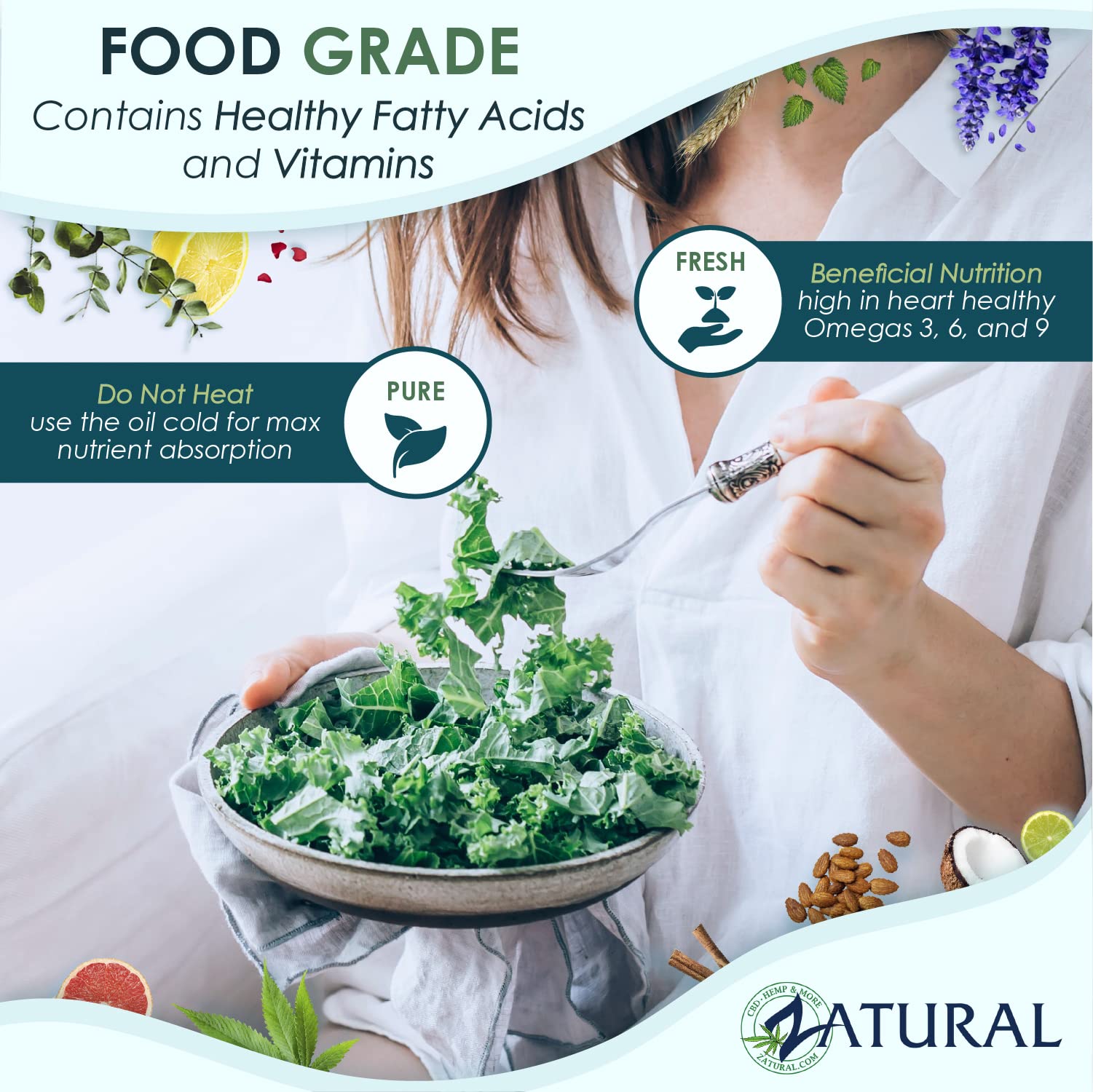 Zatural Flaxseed Oil - 100% Pure Flax Seed Oil - 0 Additives - 0 Fillers - Cold Pressed - Unrefined, 32 Oz