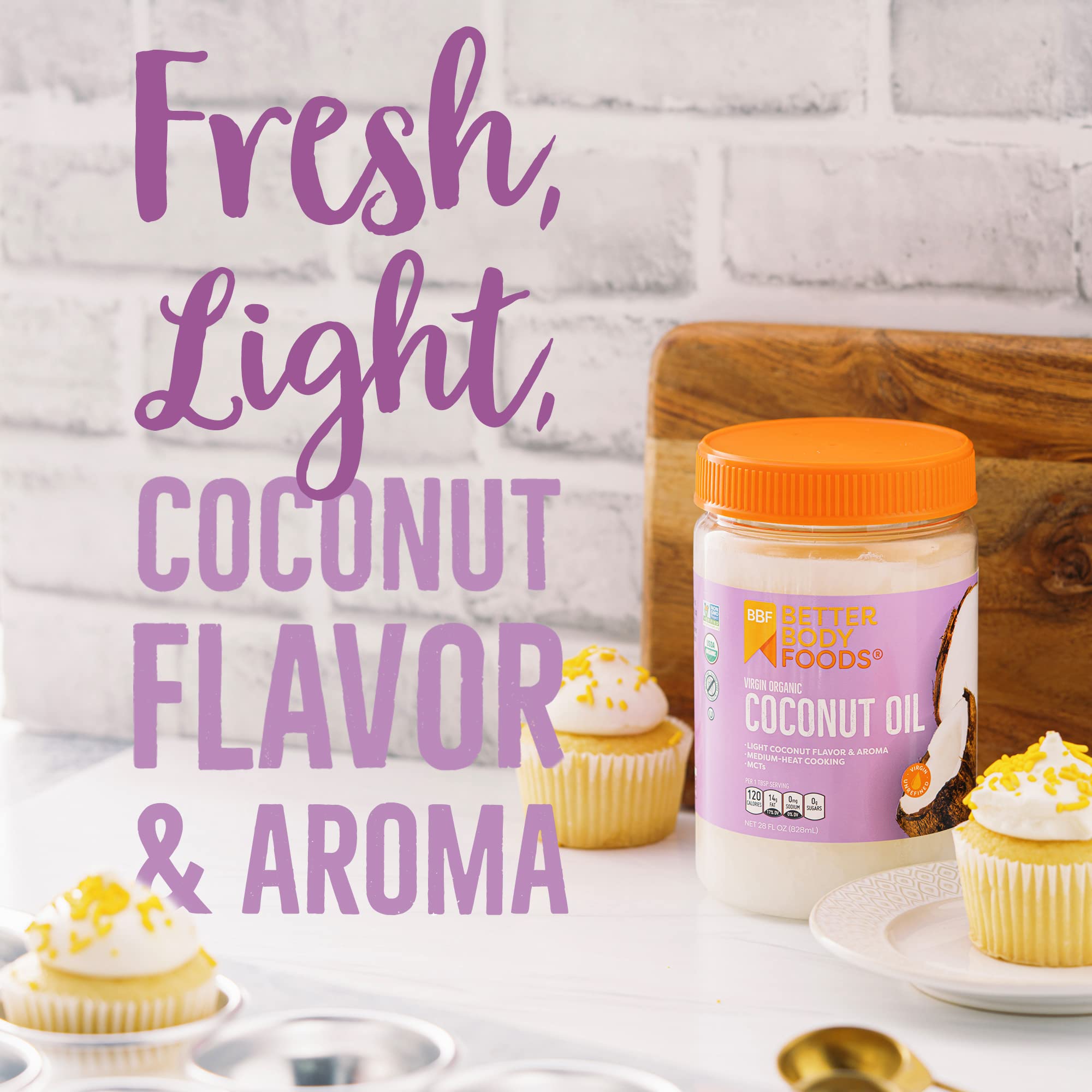 BetterBody Foods Organic Virgin Coconut Oil — Cold-Pressed and Unrefined Coconut Oil, Medium Temperature Cooking Oil, Great Alternative To Butter, Light Coconut Flavor and Aroma, 56 Ounce