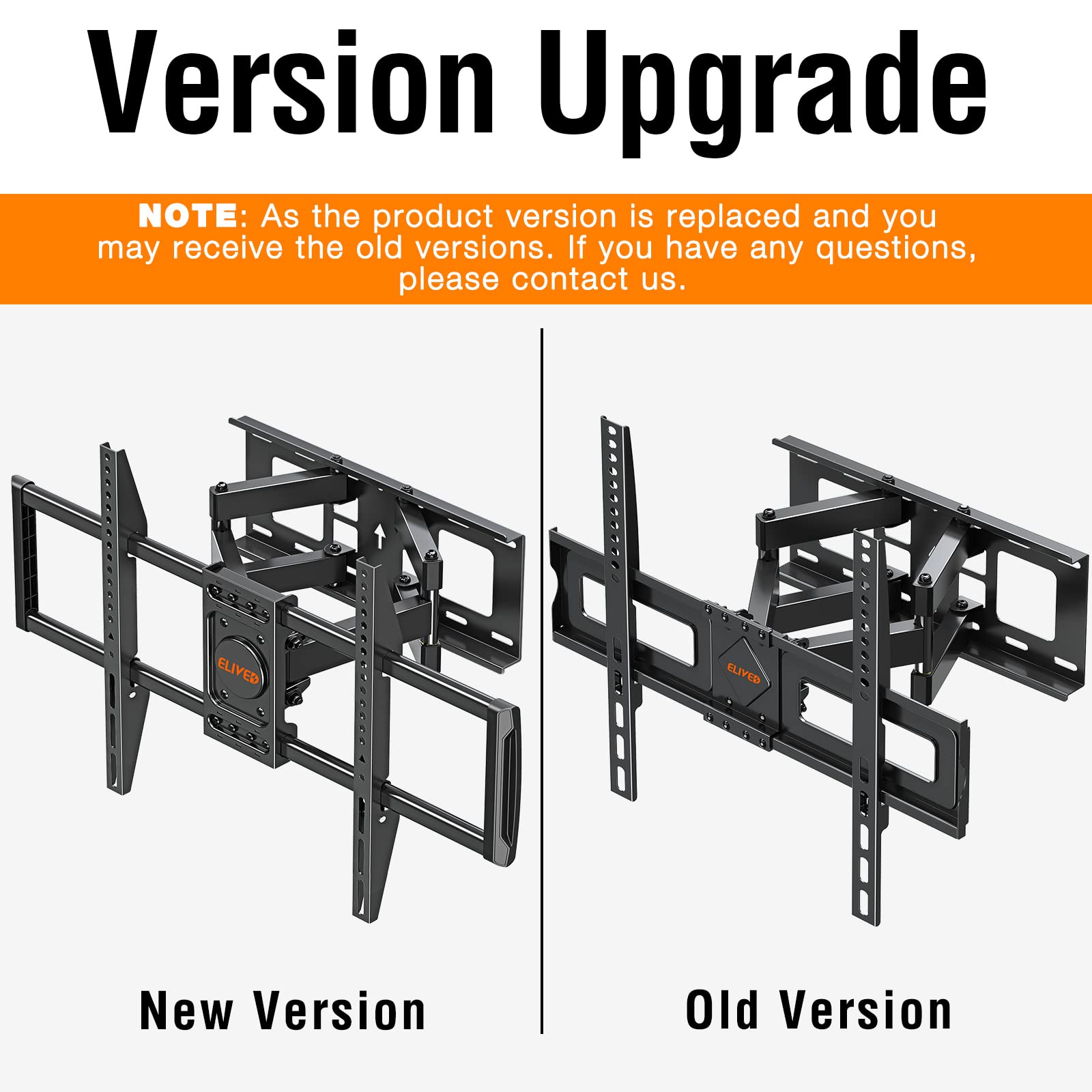 ELIVED TV Wall Mount for Most 37-82 Inch Flat Screen TVs, Swivel and Tilt Full Motion TV Mount Bracket with Articulating Dual Arms, Max VESA 600x400mm, 100 lbs. Loading, Fits 16" Wood Studs, YD3003