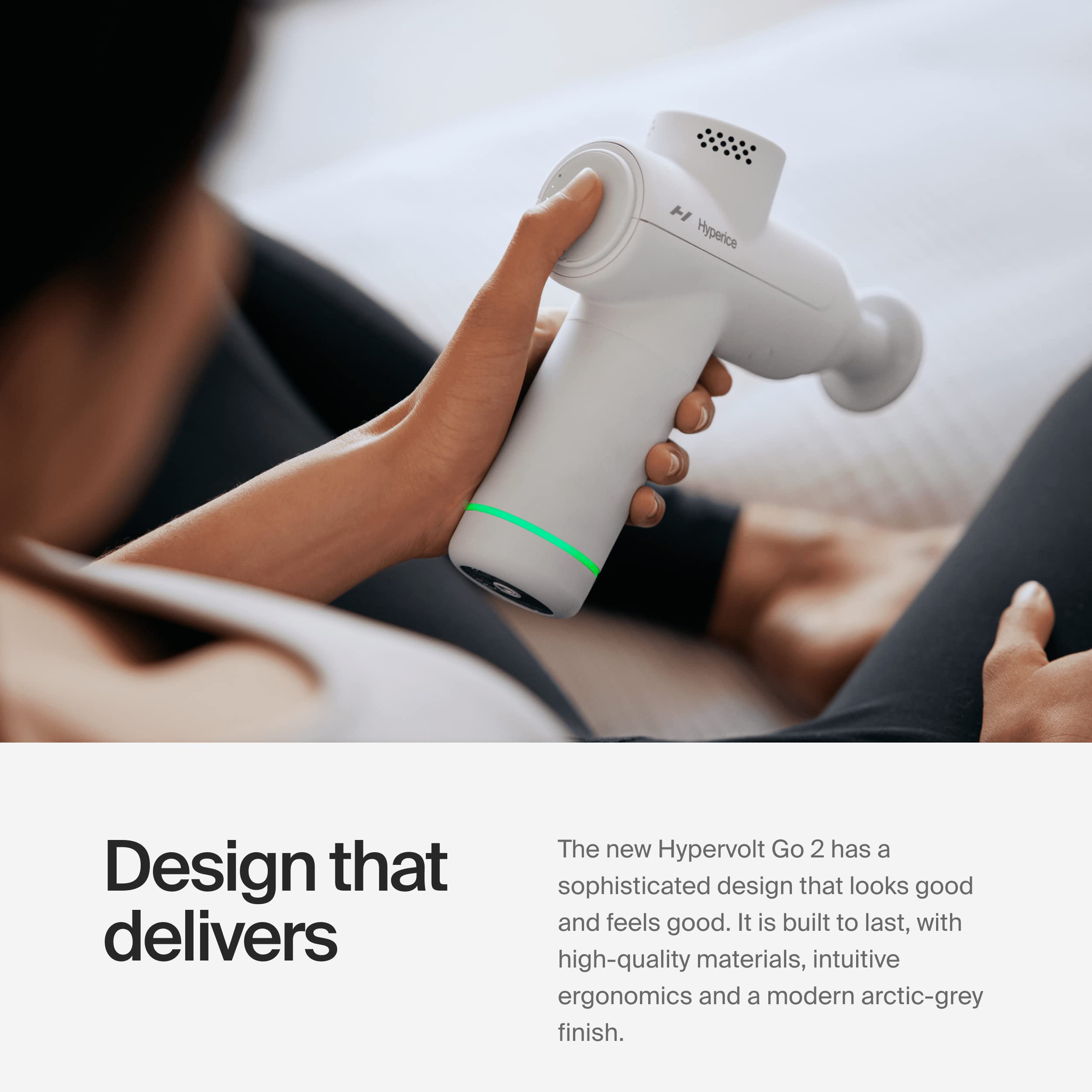 Hypervolt Go 2 - Featuring Quiet Glide Technology - Handheld Percussion Massage Gun | 3 Speeds, 2 Interchangeable Heads | Helps Relieve Sore Muscles and Stiffness