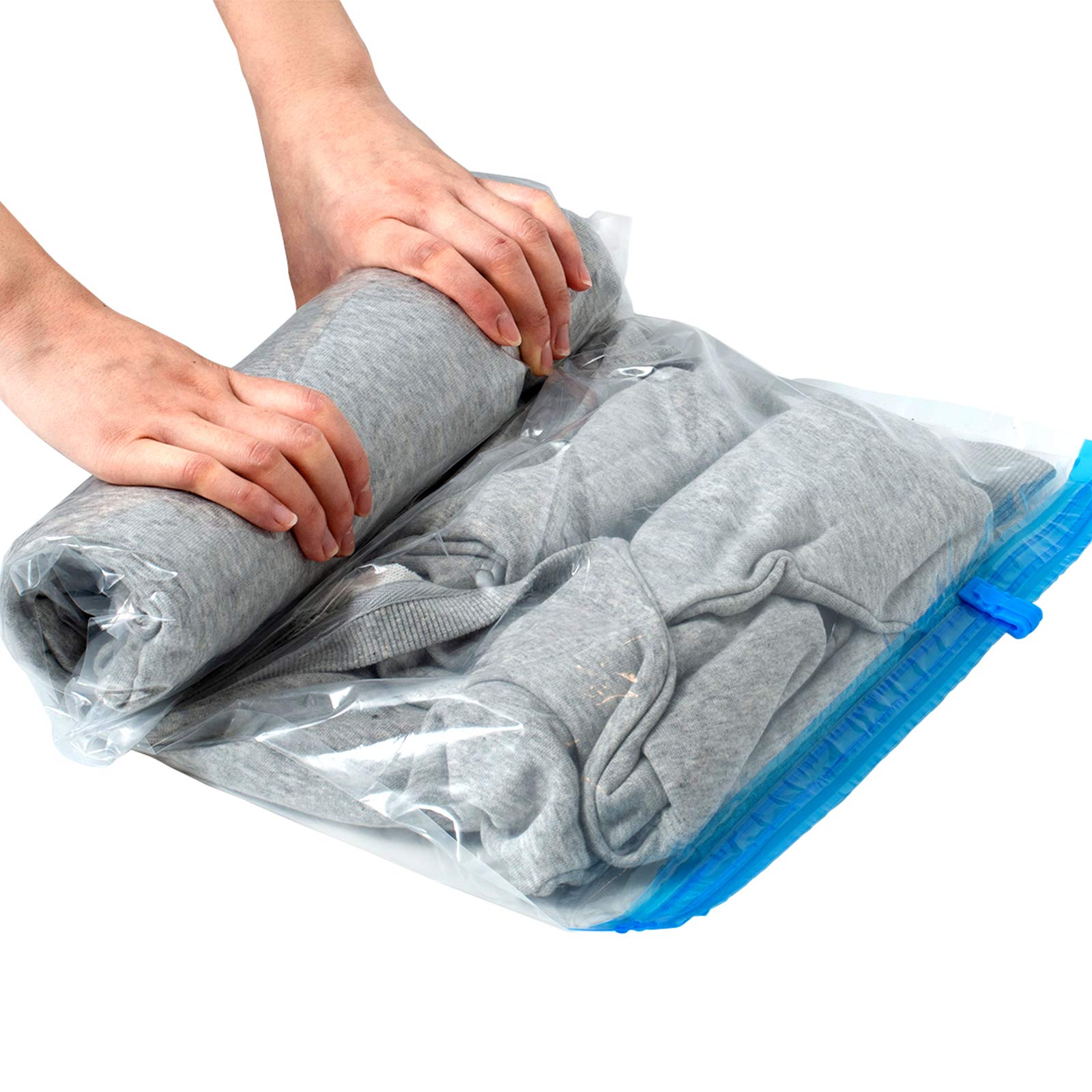 WISEWATER 10PCS Vacuum Storage Bags(2 x Jumbo, 2x Large, 2 x Medium, 2x Small,1x 3D,1x hand roll)Space Saving Bags with Travel Hand Pump(10pcs)