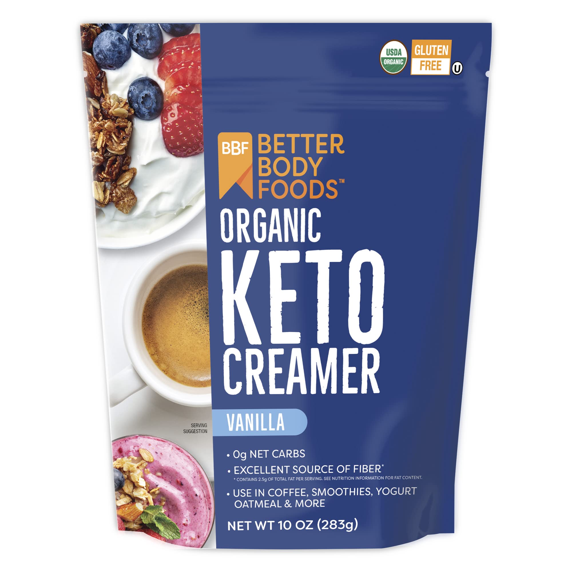 BetterBody Foods Organic Keto Creamer, Vanilla Creamer, Dairy-Free, Gluten-Free, 10 oz, white, 1 Count