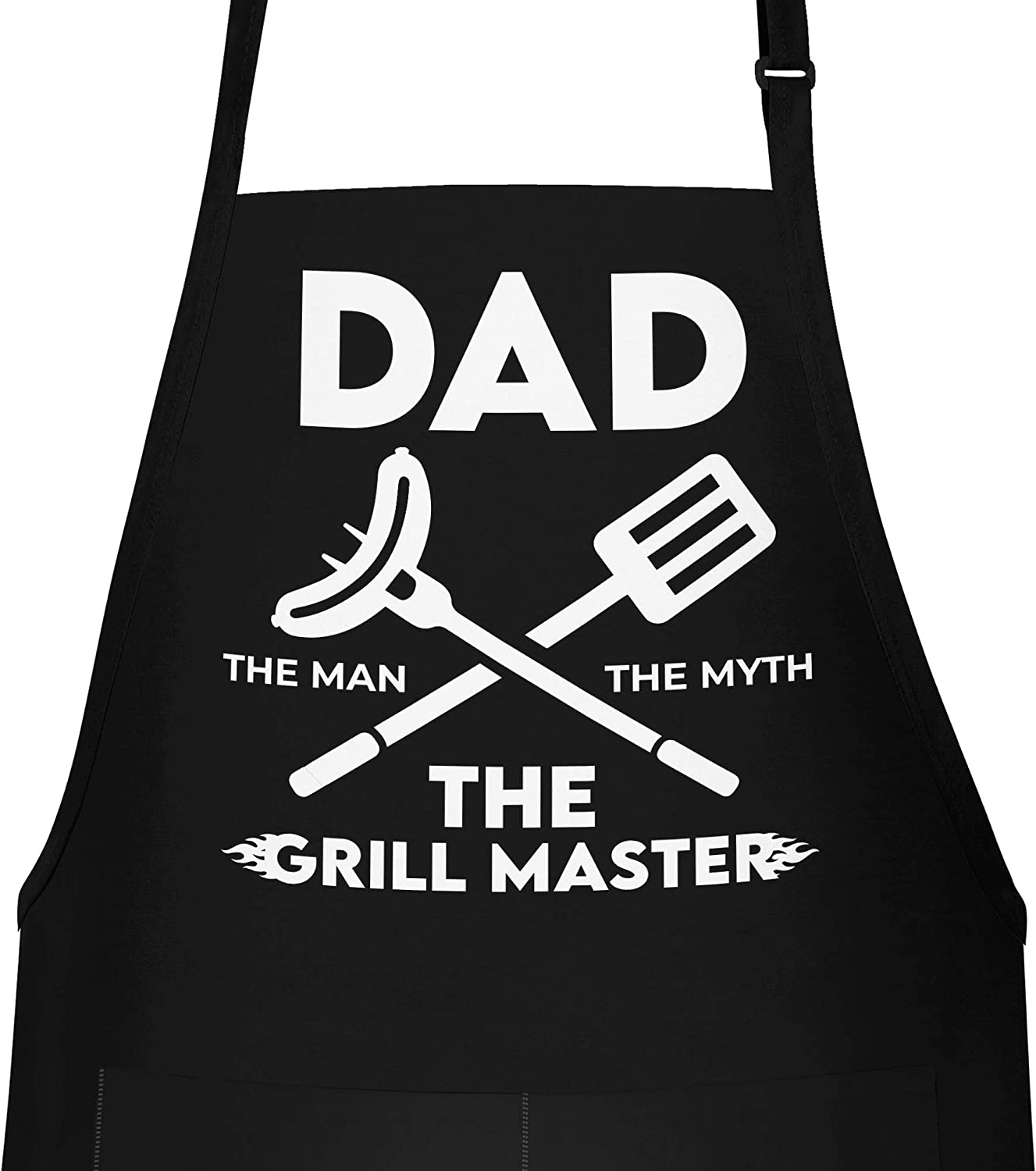 APRON DADDY Apron for Men - Dad The Man The Myth The Grill Master - Adjustable Large 1 Size Fits All - Poly/Cotton Apron with 2 Pockets - BBQ Gift Apron for Father, Husband, Chef