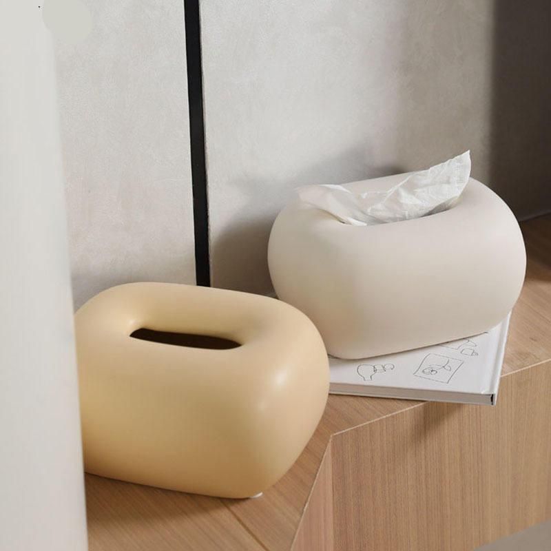Minimalist Ceramic Tissue Box - Modern Style, Round Corner Desk Accessory