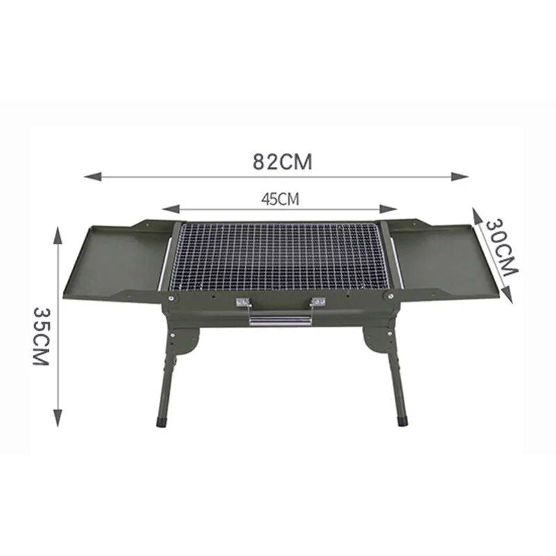 Large Portable Charcoal BBQ Grill - Foldable Outdoor Stove for Camping and Picnic, Ideal for 3-5 People