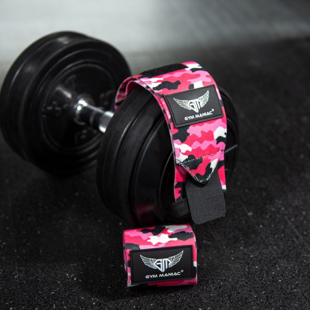 Gym Maniac Pink Camo GM Weightlifting Wrist Wraps