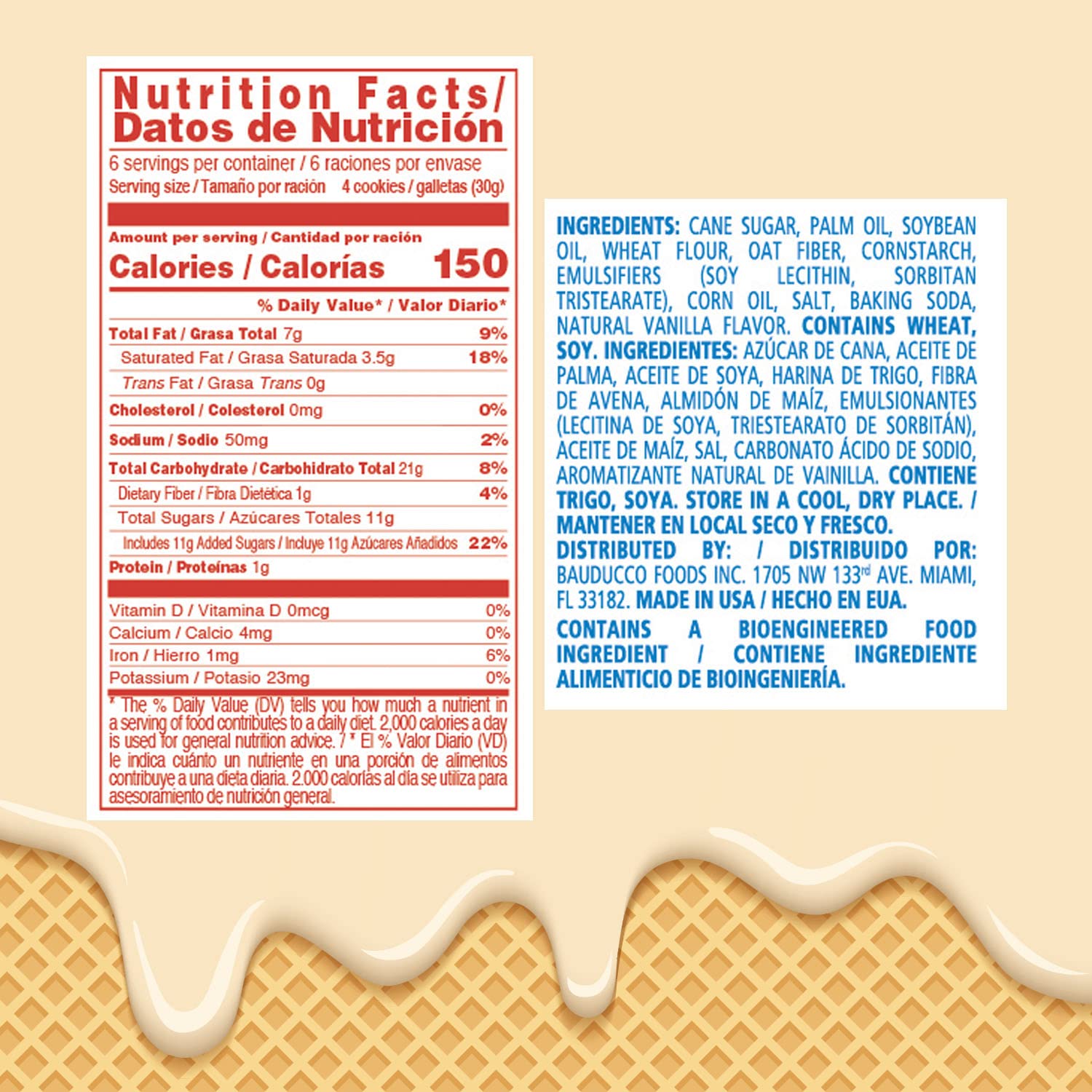 Bauducco Vanilla Wafers - Crispy Wafer Cookies With 3 Delicious, Indulgent, Decadent Layers of Vanilla Flavored Cream - Delicious Sweet Snack or Desert - 5.82oz (Pack of 1)