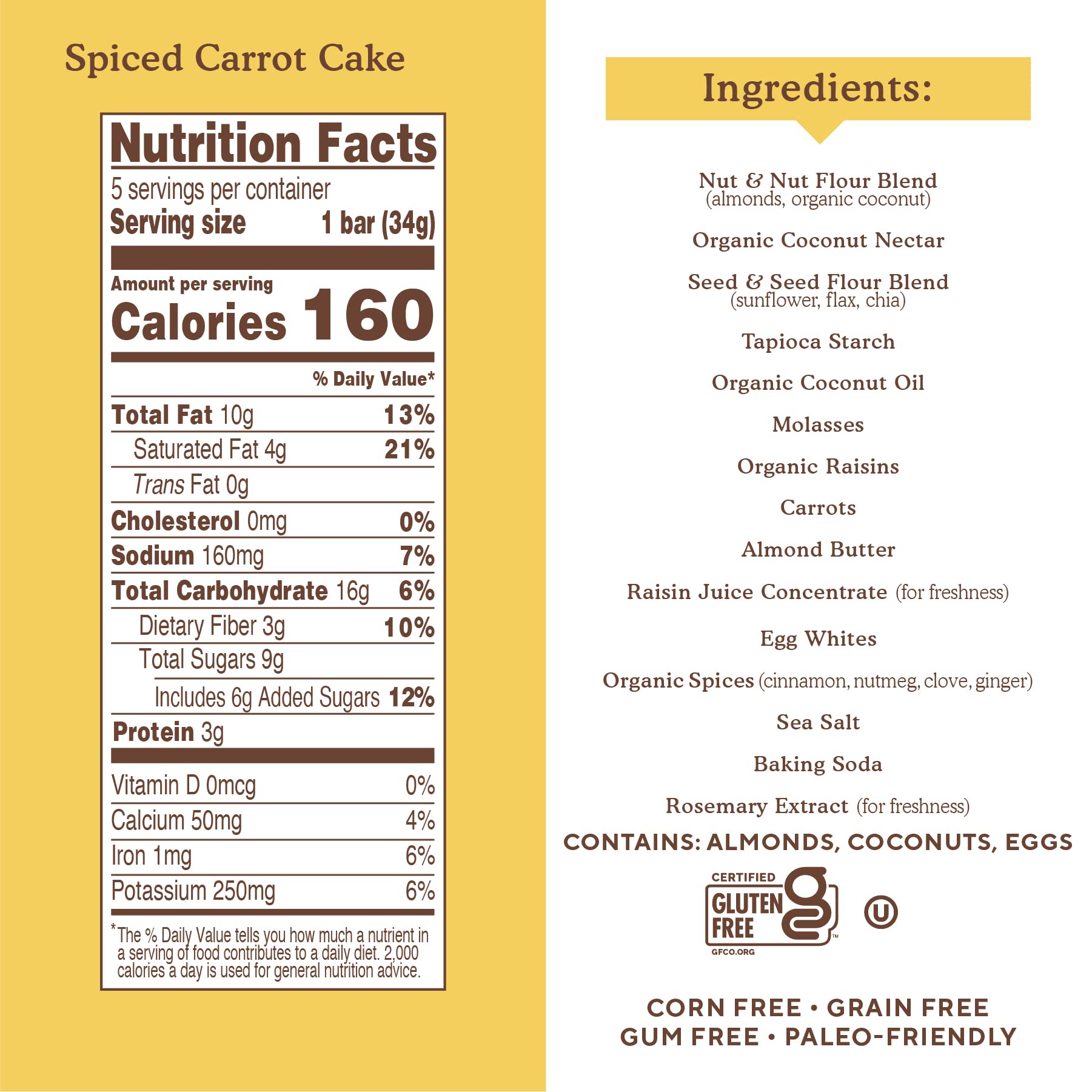 Simple Mills Almond Flour Snack Bars, Spiced Carrot Cake - Gluten Free, Made with Organic Coconut Oil, Breakfast Bars, Healthy Snacks, Paleo Friendly, 6 Ounce (Pack of 3)