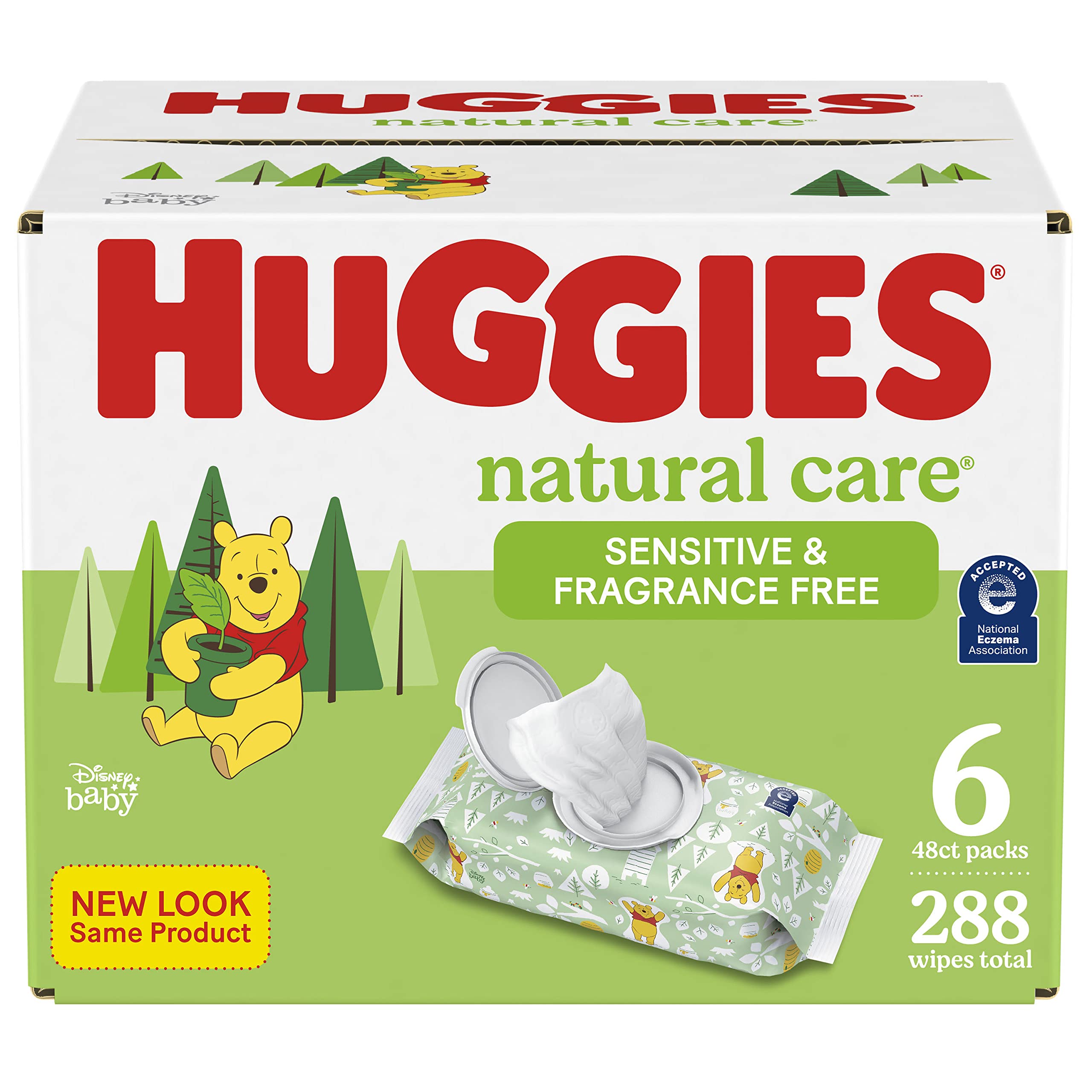 Sensitive Baby Wipes, Huggies Natural Care Baby Diaper Wipes, Unscented, Hypoallergenic, 48 Count (Pack of 6), 288 Wipes Total
