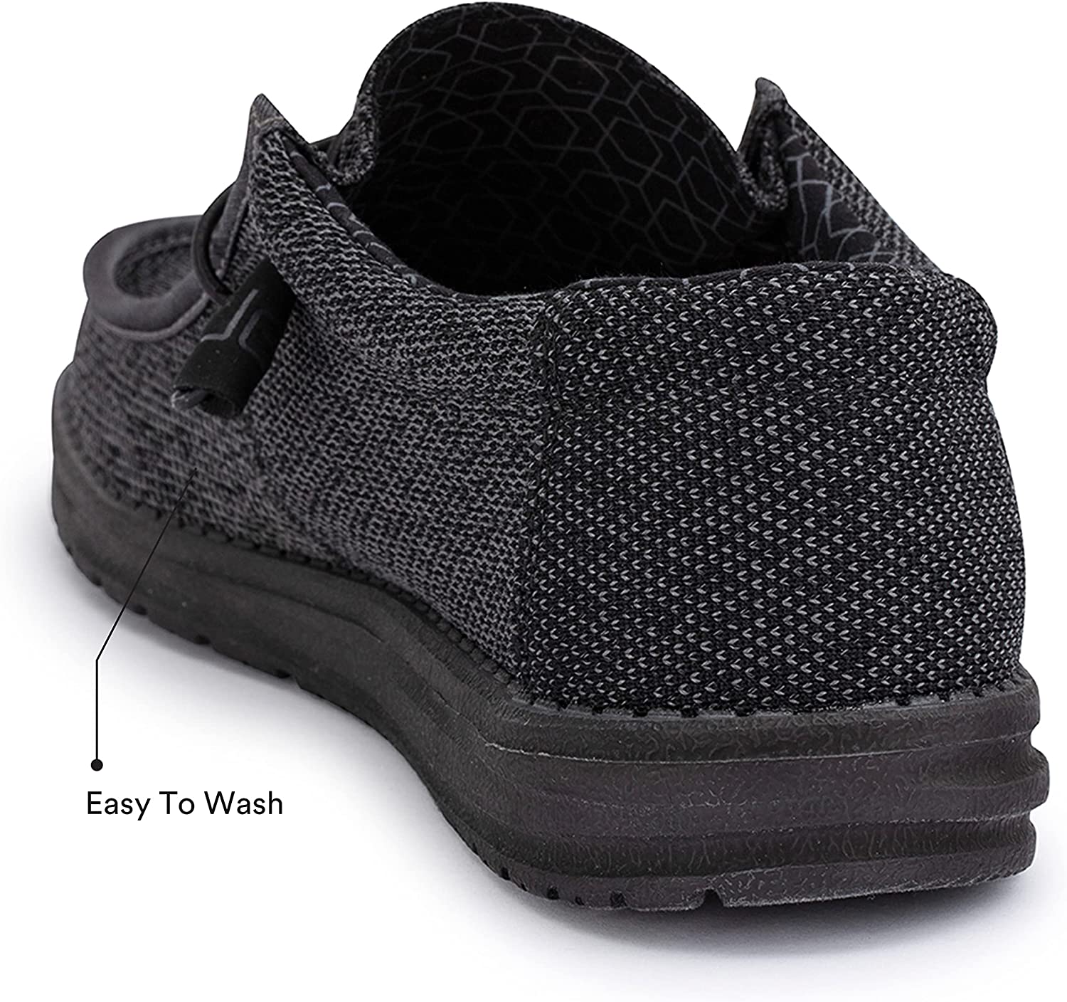 Hey Dude Men's Wally Sox Micro Total Black Size 10 | Men’s Shoes | Men's Lace Up Loafers | Comfortable & Light-Weight