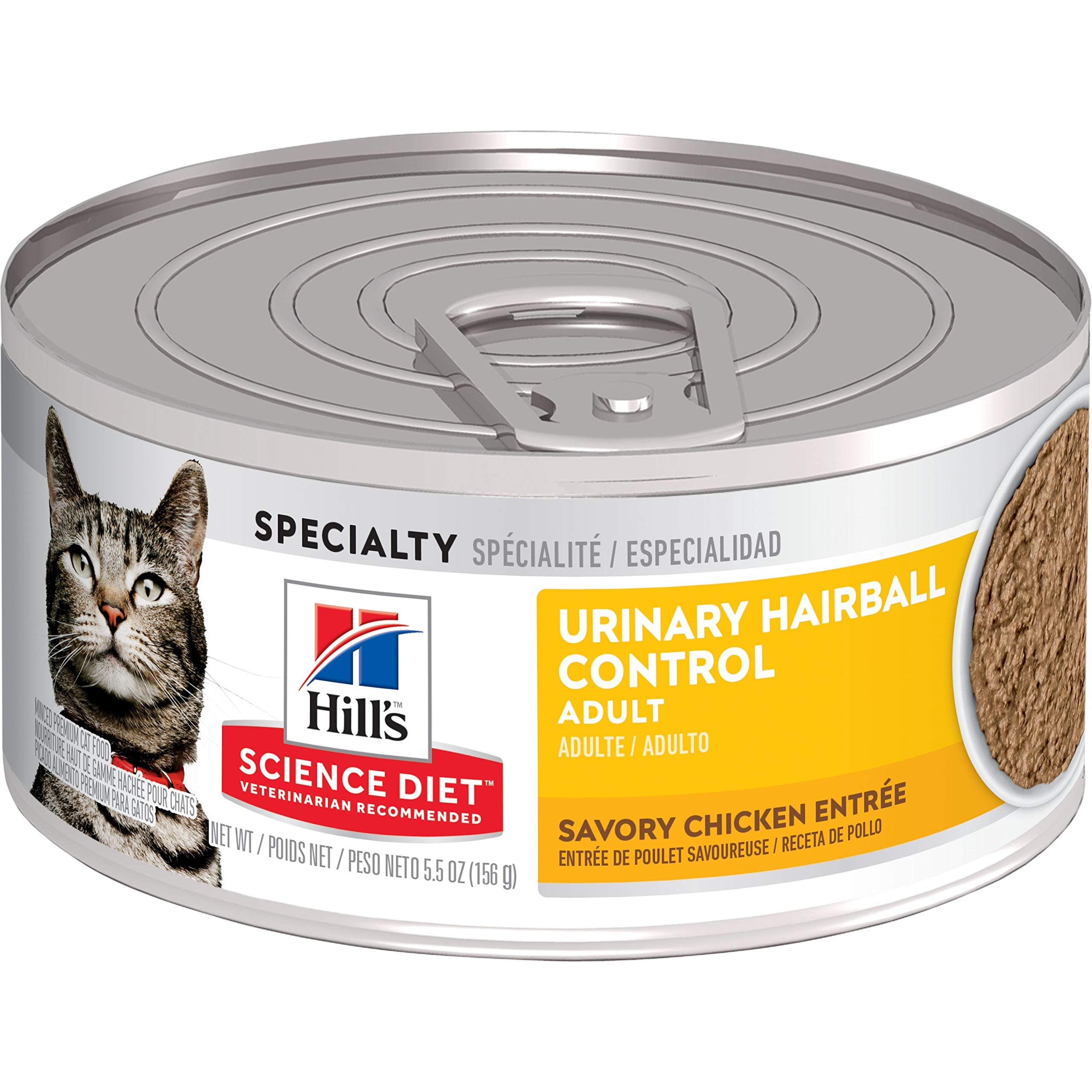 Hill's Science Diet Wet Cat Food, Adult, Urinary & Hairball Control, Savory Chicken Recipe, 5.5oz. Cans, 24-Pack