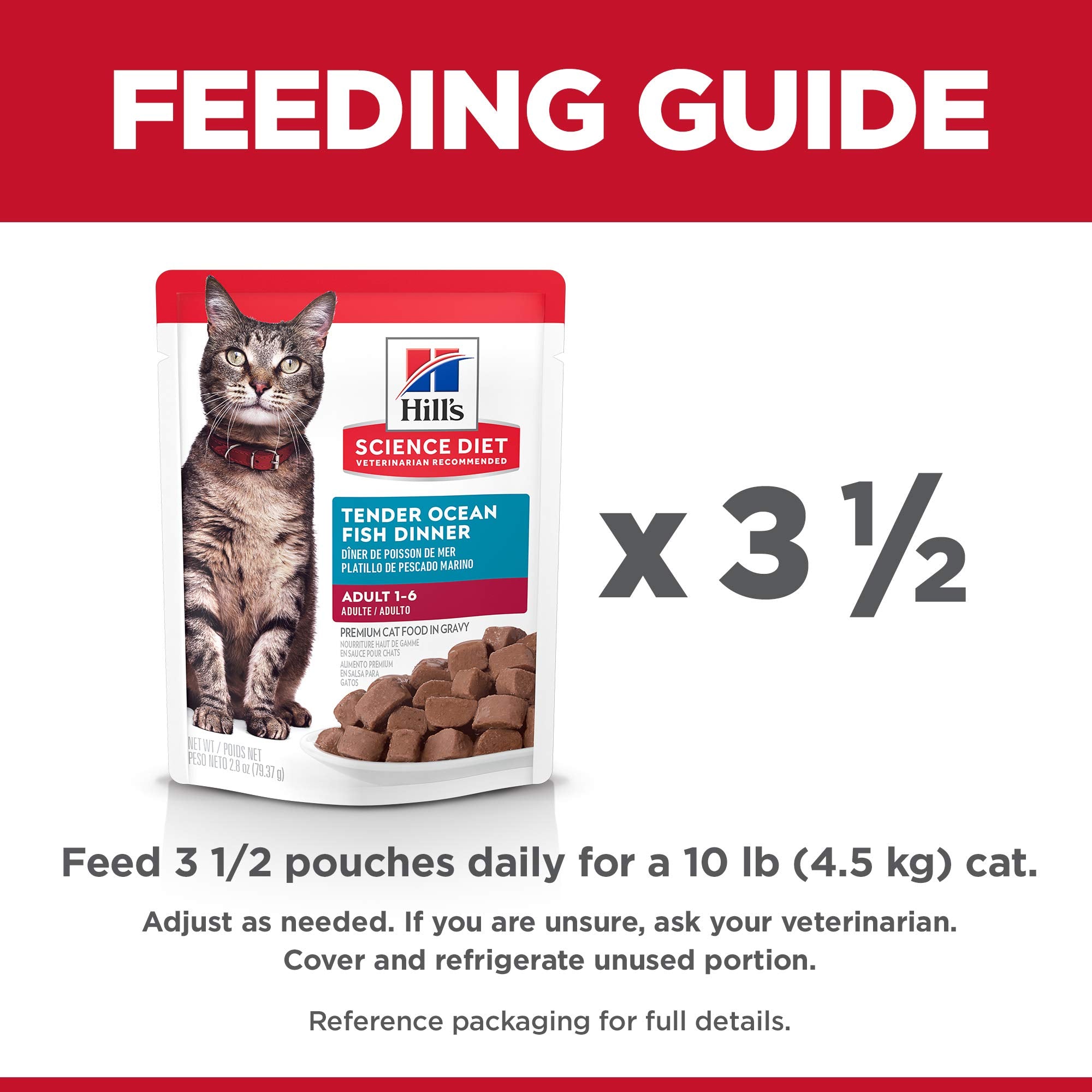 Hill's Science Diet Adult Wet Cat Food, Ocean Fish, 2.8 oz Pouch, 24-Pack