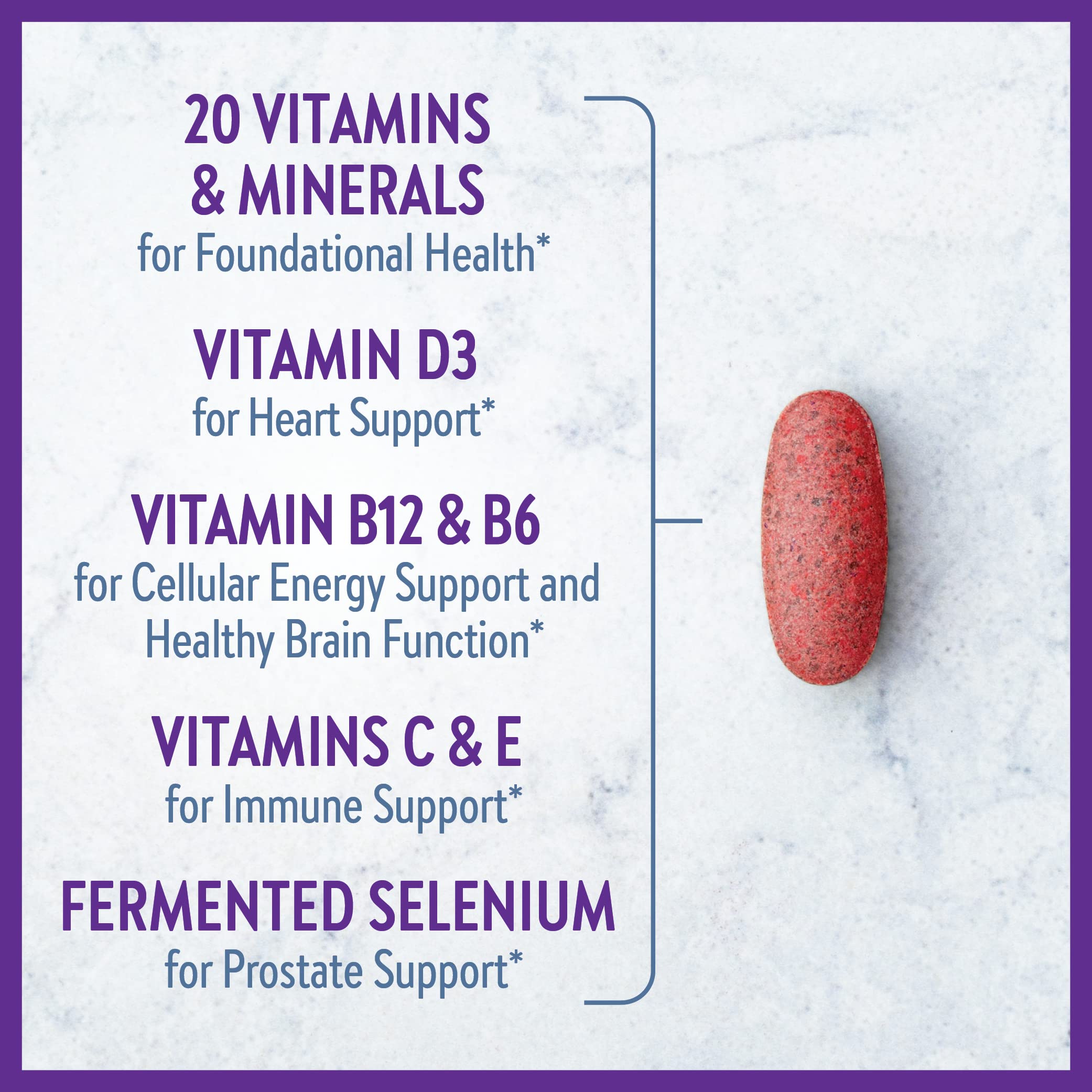 New Chapter Men's Multivitamin 50 Plus for Brain, Heart, Digestive, Prostate & Immune Support with 20+ Nutrients + Astaxanthin - Every Man's One Daily 55+, Gentle on The Stomach - 72 ct