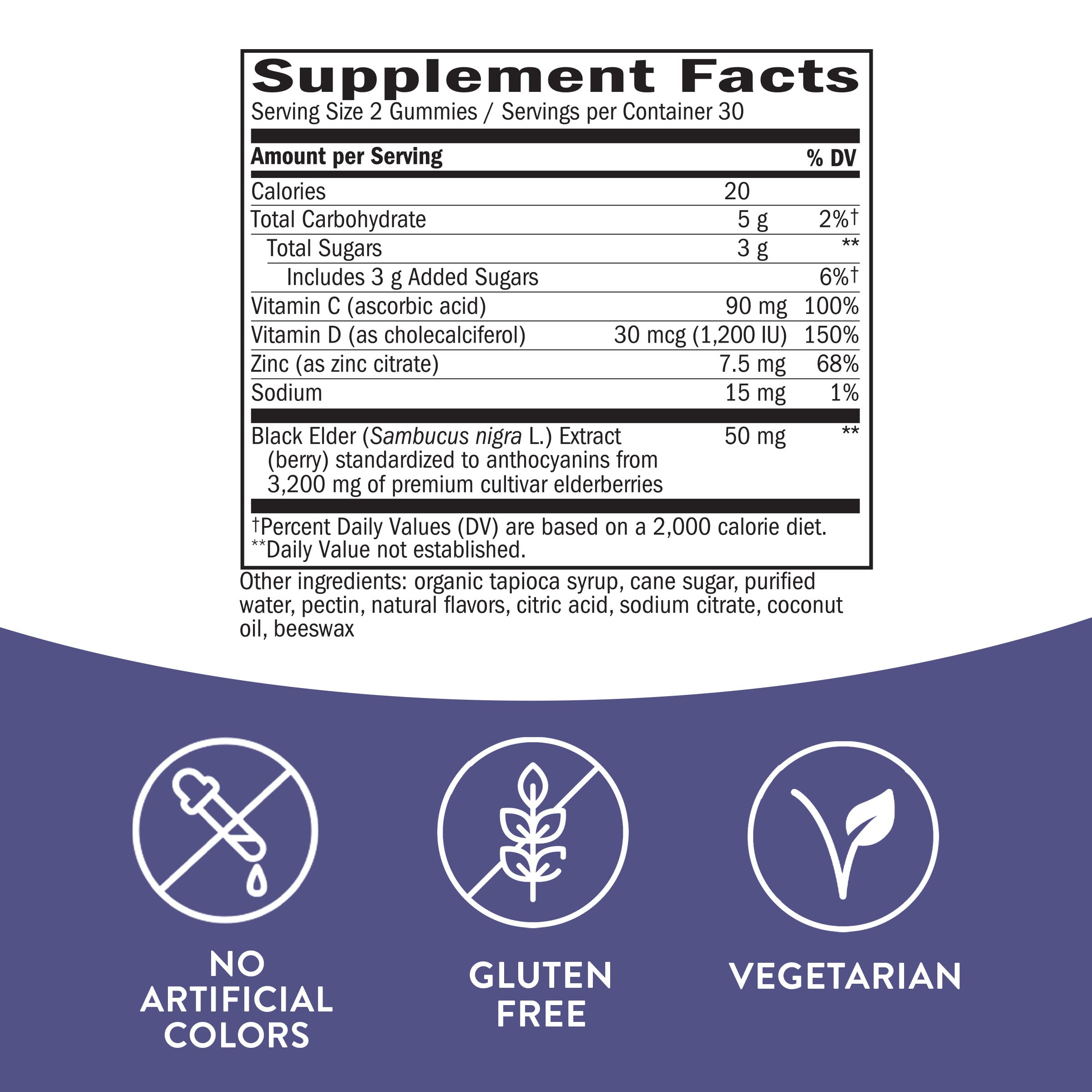 Nature’s Way Sambucus, Immune Support Gummies*, Black Elderberry with Vitamin C, D and Zinc, 60 Gummies