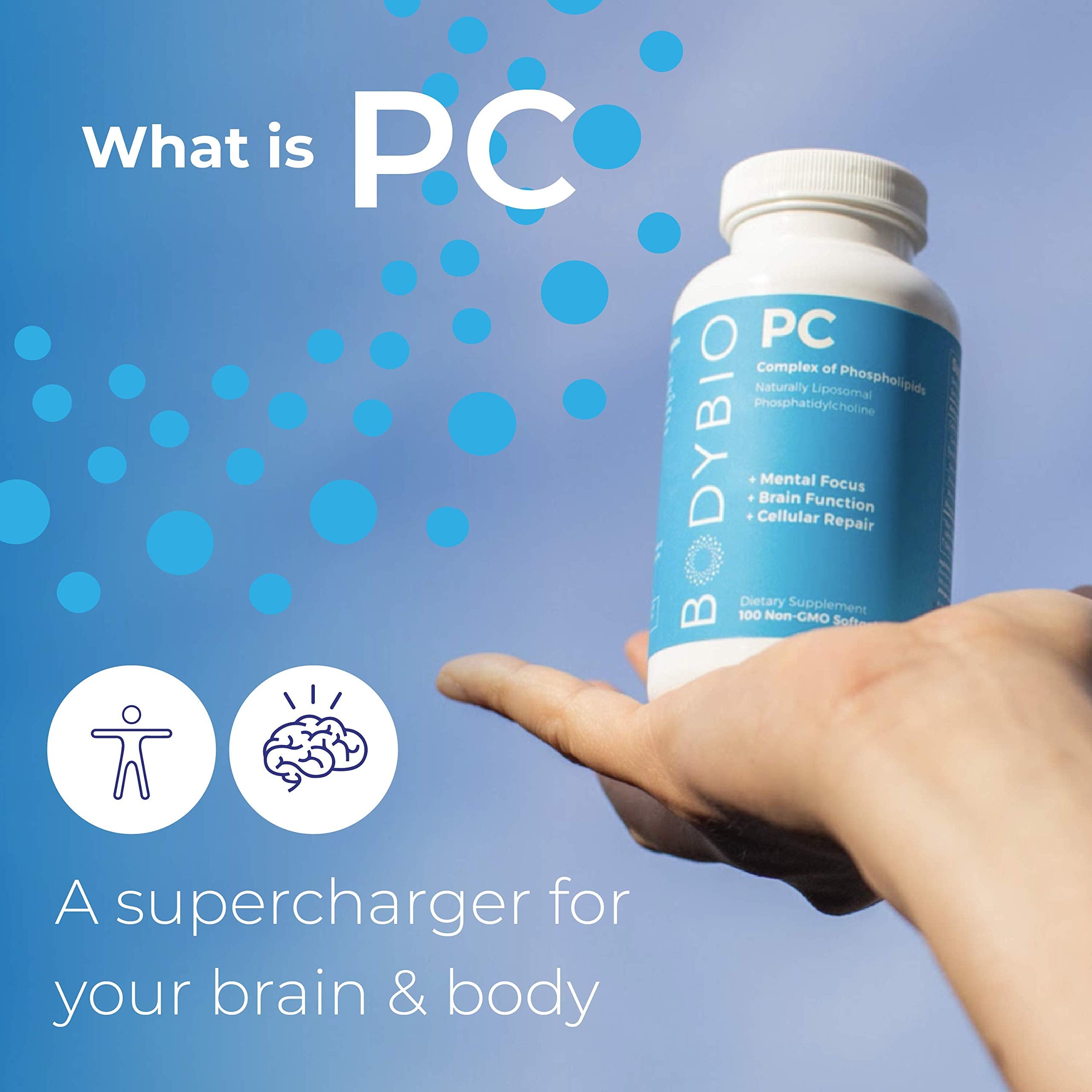 BodyBio Brain Supplement 16 oz - Pure Phospholipid Complex for Healthy Aging | Nootropics Booster | Enhance Focus, Memory, Cellular Repair Phosphatidylcholine for Increased Bioavailability