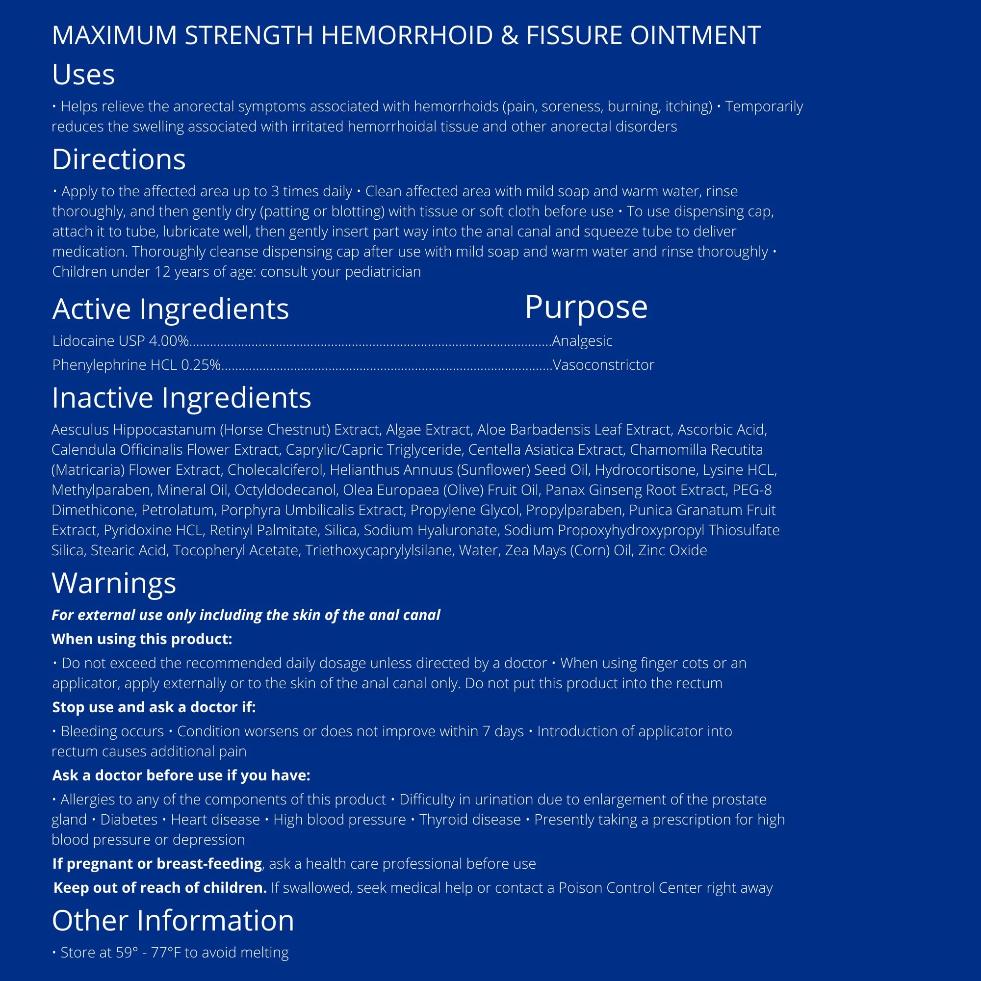 Doctor Butler's Hemorrhoid & Fissure Ointment – Hemorrhoid Treatment with Phenylephrine HCI and Lidocaine for Fast Acting Relief of Swelling, Discomfort, and Itching in one Hemorrhoid Cream (1 oz.)