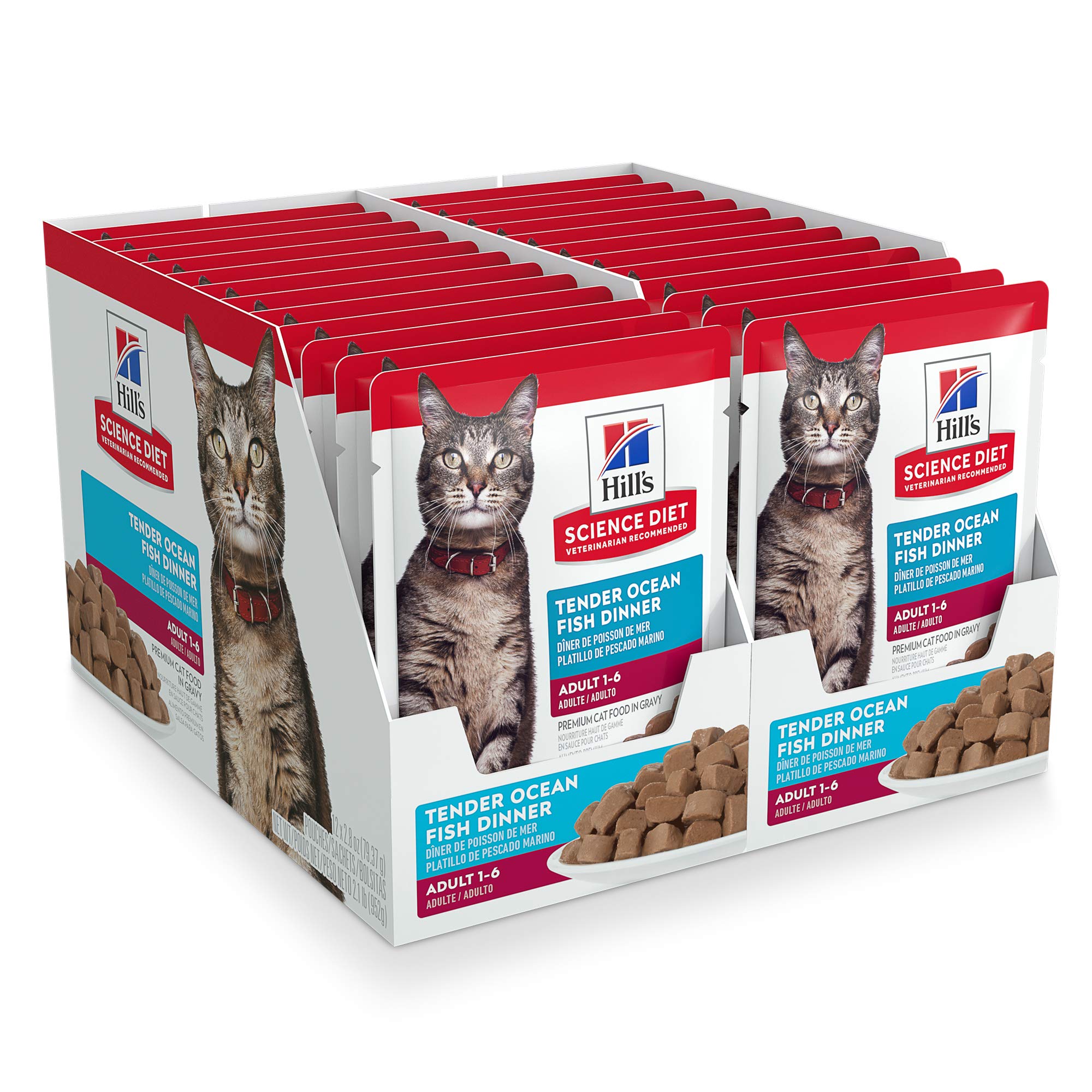 Hill's Science Diet Adult Wet Cat Food, Ocean Fish, 2.8 oz Pouch, 24-Pack