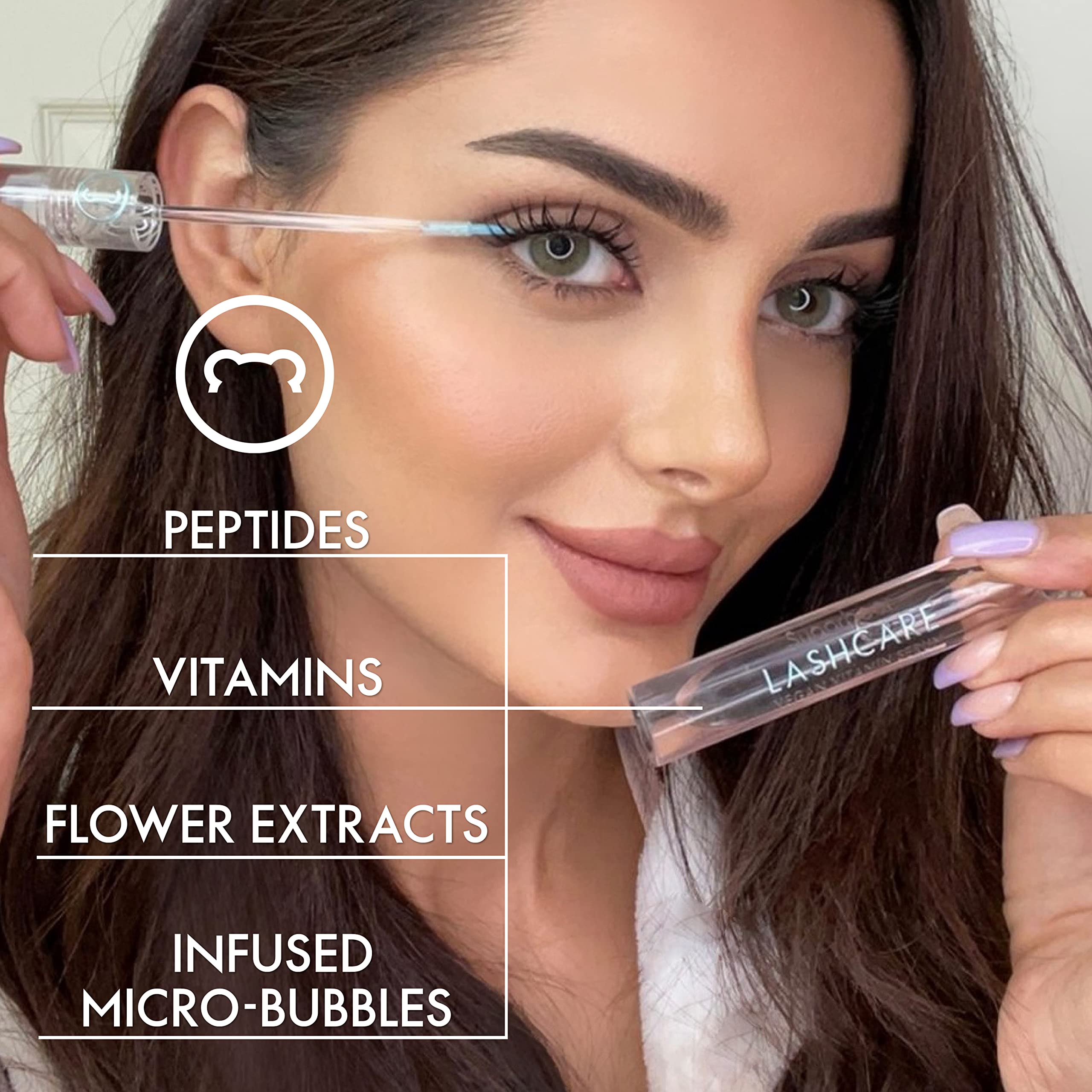 SUGARBEAR® LashCare, Lash Enhancing Serum, Promotes Appearance of Longer, Thicker Eyelashes, Cruelty Free & Vegan (3 Month Supply)