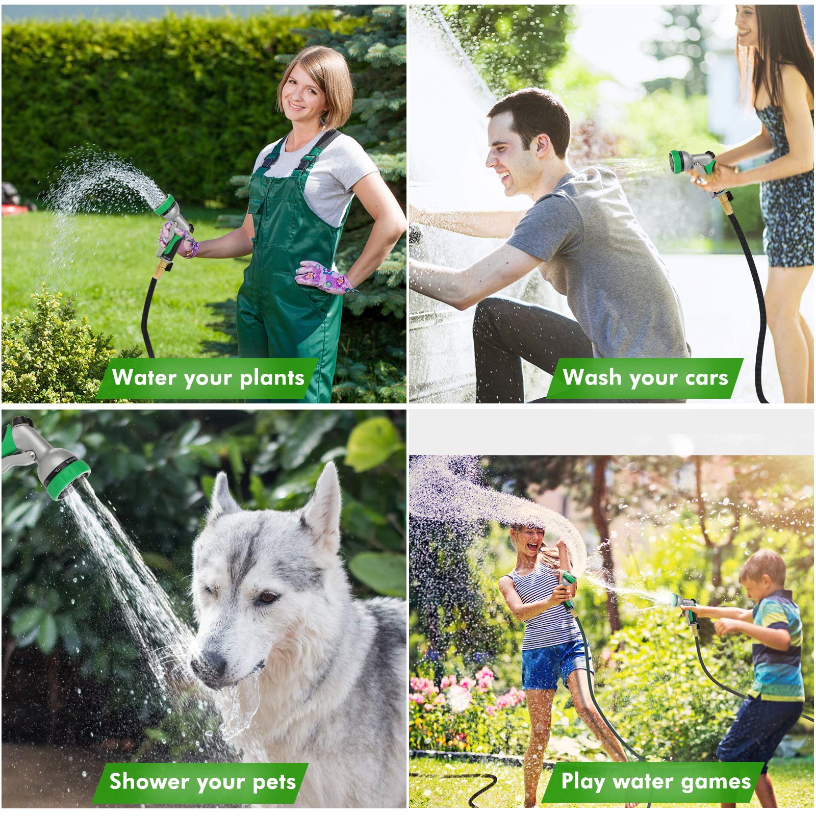 RESTMO Garden Hose Nozzle, Heavy Duty Metal Water Hose Nozzle with 7 Adjustable Spray Patterns, High Pressure Hand Sprayer with Flow Control, Best for Watering Plants & Lawns, Washing Cars & Pets