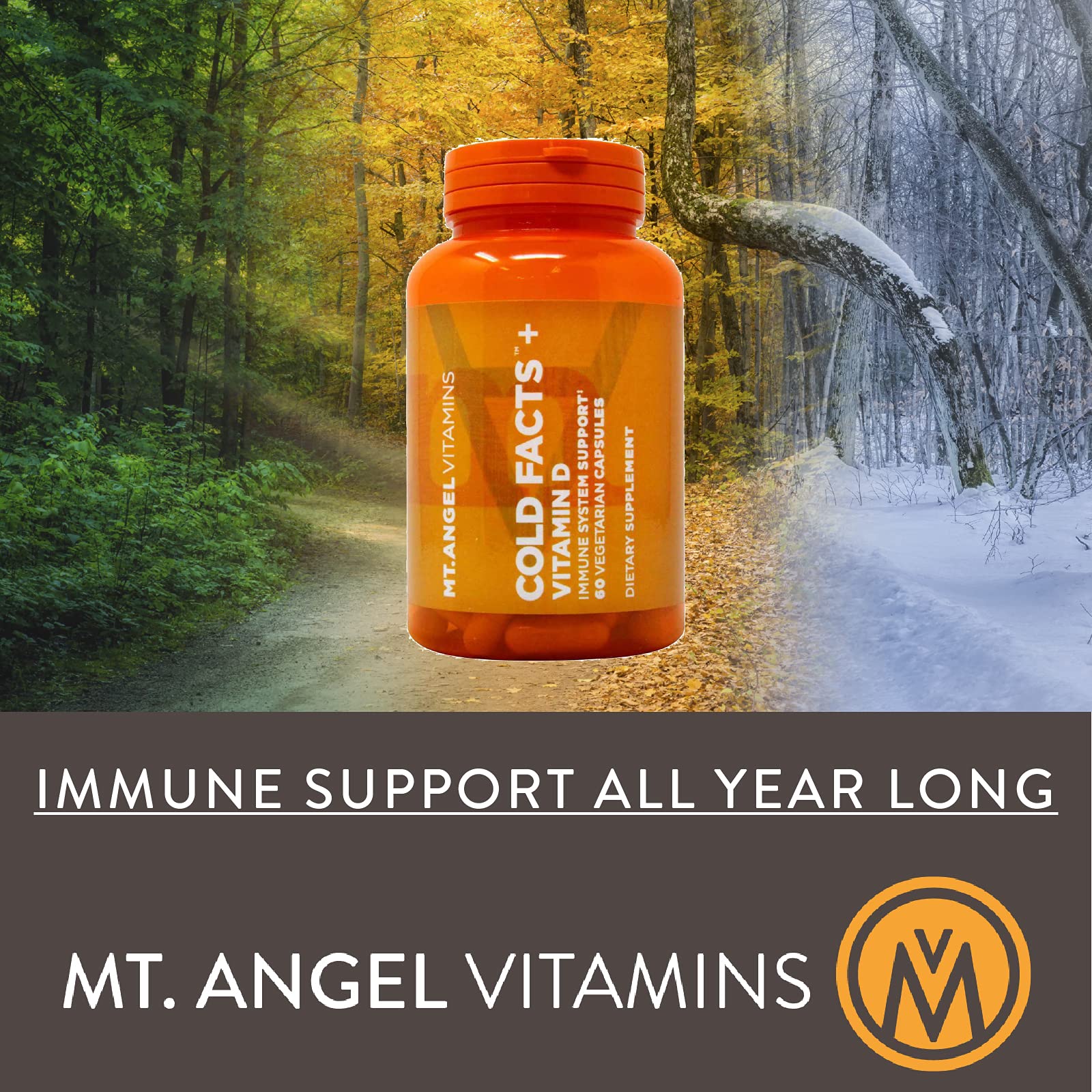 Mt. Angel Vitamins - Cold Facts + Vitamin D, Immune System Support (60 Vegetarian Capsules)