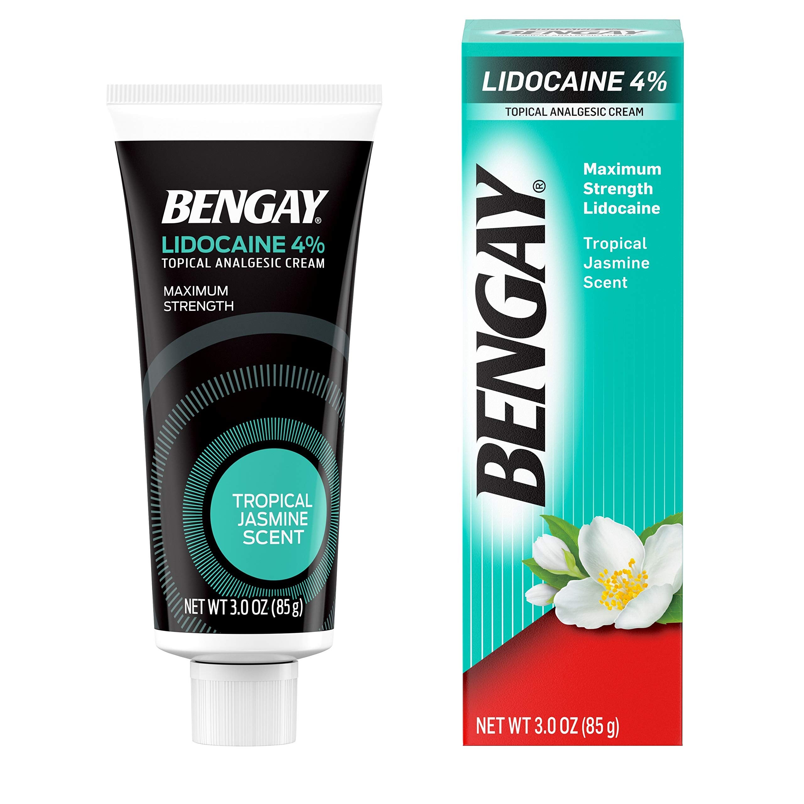 Bengay Pain Relieving Lidocaine Cream Topical Analgesic, Tropical Jasmine Scent, 3 oz