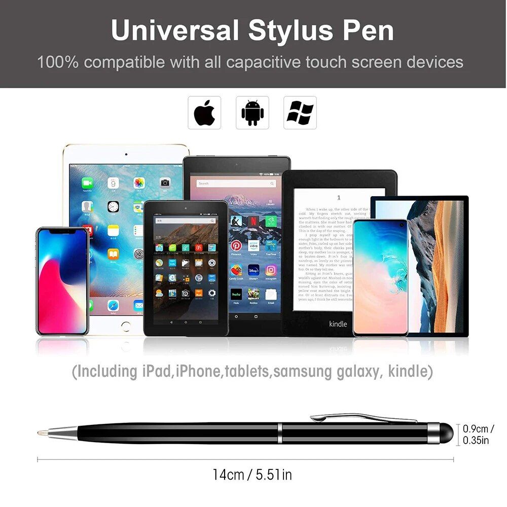2-in-1 Universal Stylus & Ballpoint Pen for Capacitive Touch Screens