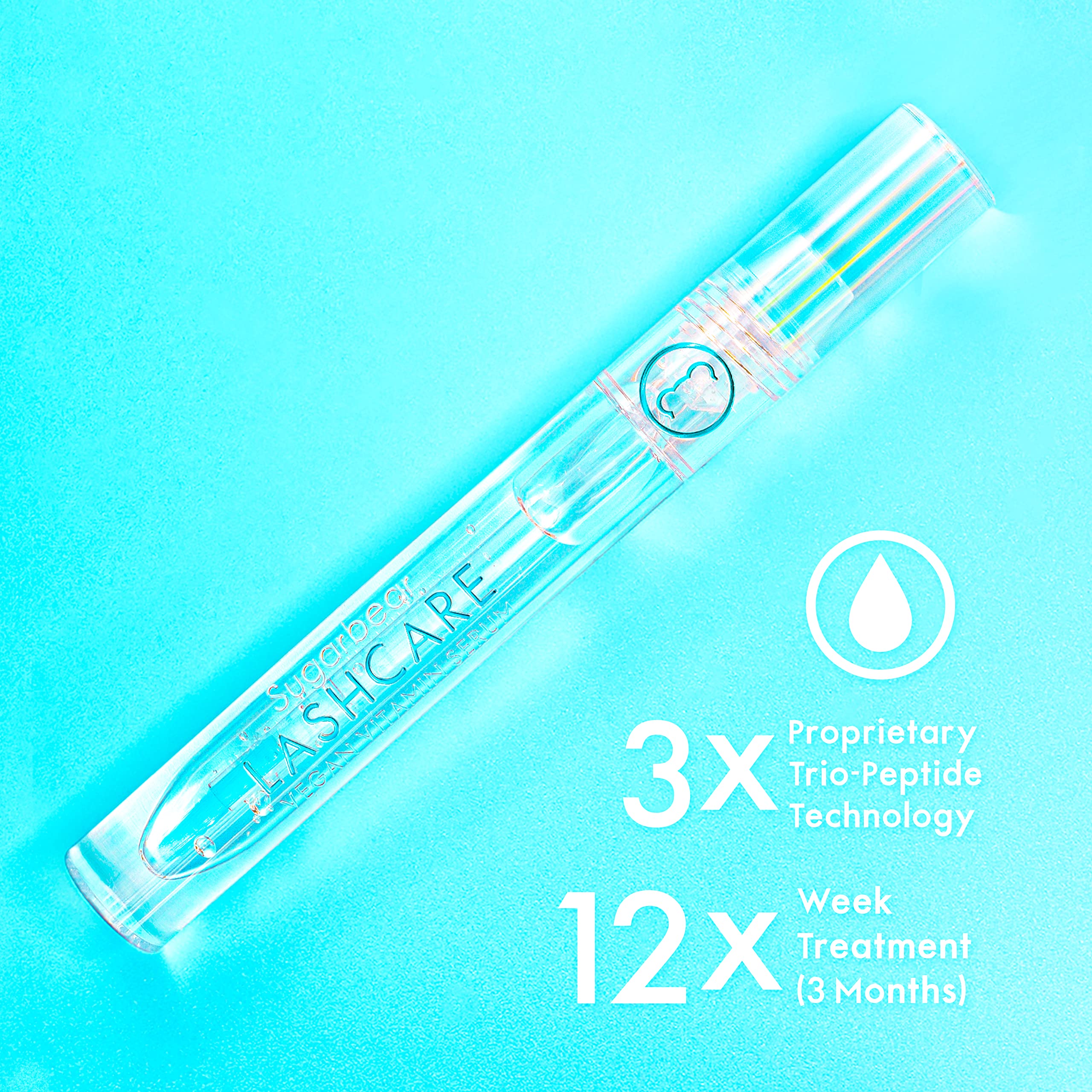 SUGARBEAR® LashCare, Lash Enhancing Serum, Promotes Appearance of Longer, Thicker Eyelashes, Cruelty Free & Vegan (3 Month Supply)