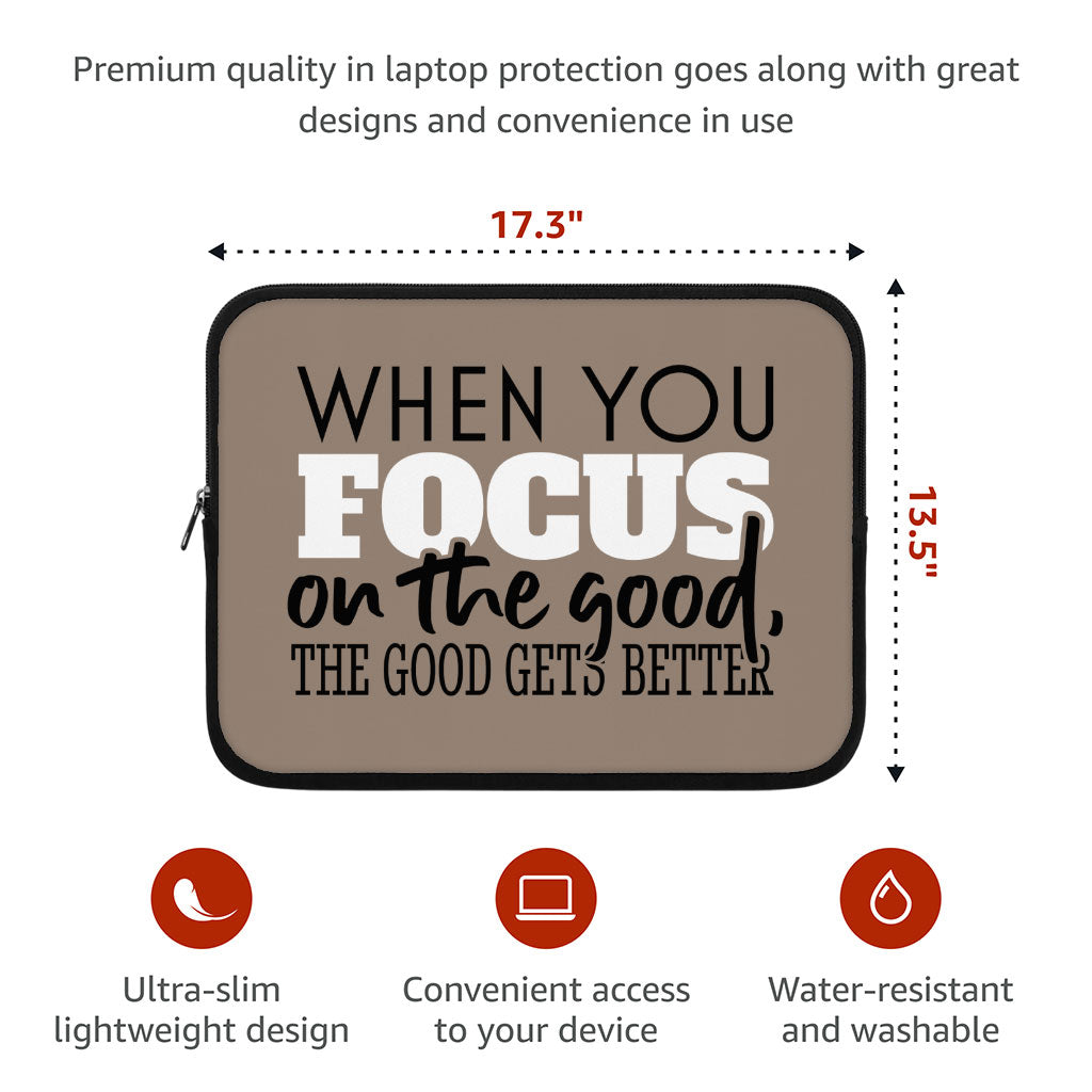 Focus on the Good HP 16" Sleeve - Cute Laptop Sleeve - Trendy Laptop Sleeve with Zipper