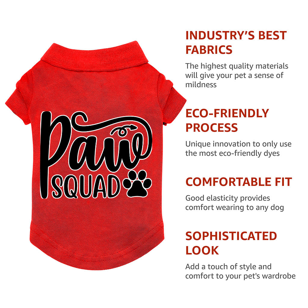 Paw Squad Dog Polo Shirt - Graphic Dog T-Shirt - Unique Dog Clothing