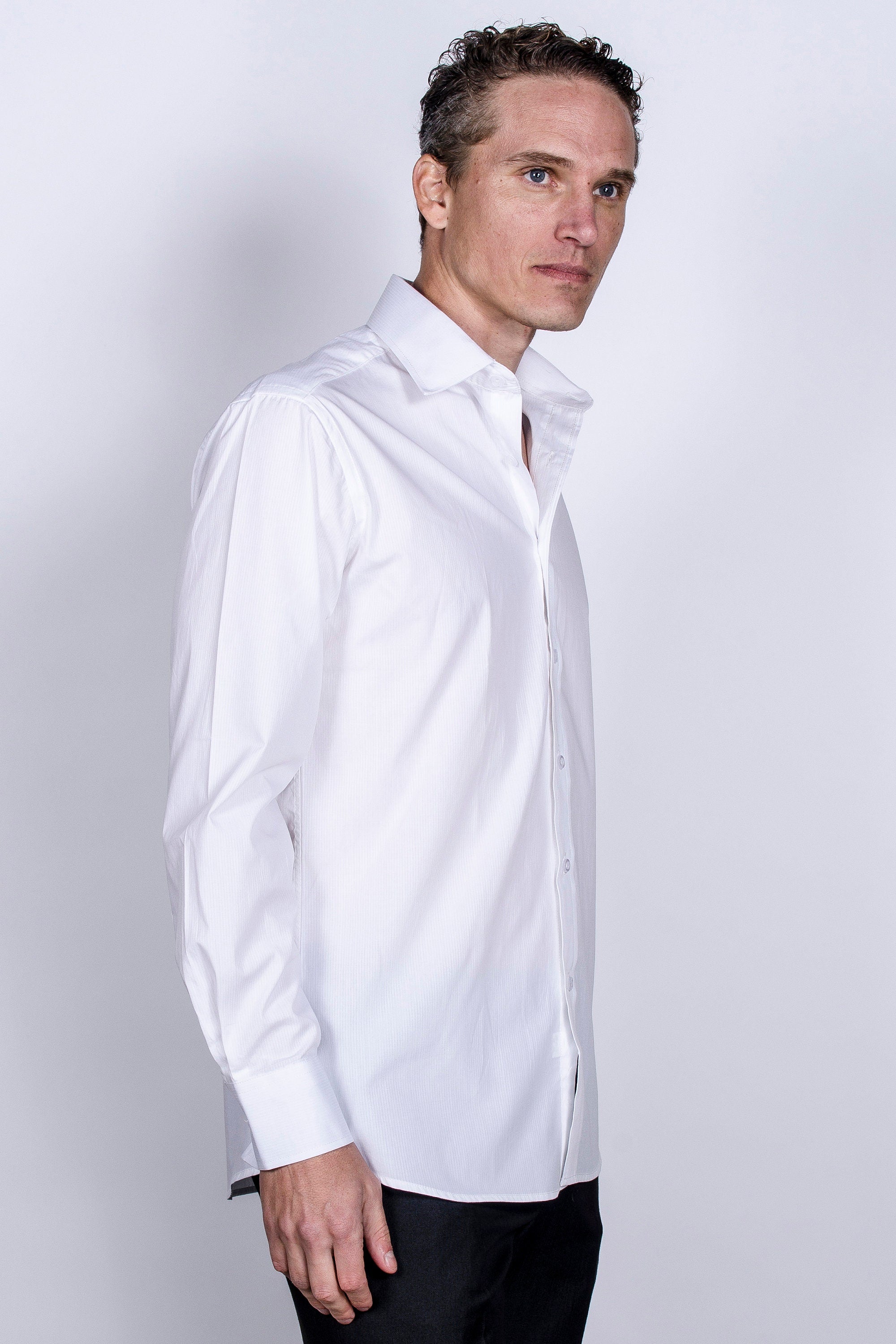 KOVROS Men's Premium Designer Slim Fit Dress Shirt, White | KOVROS