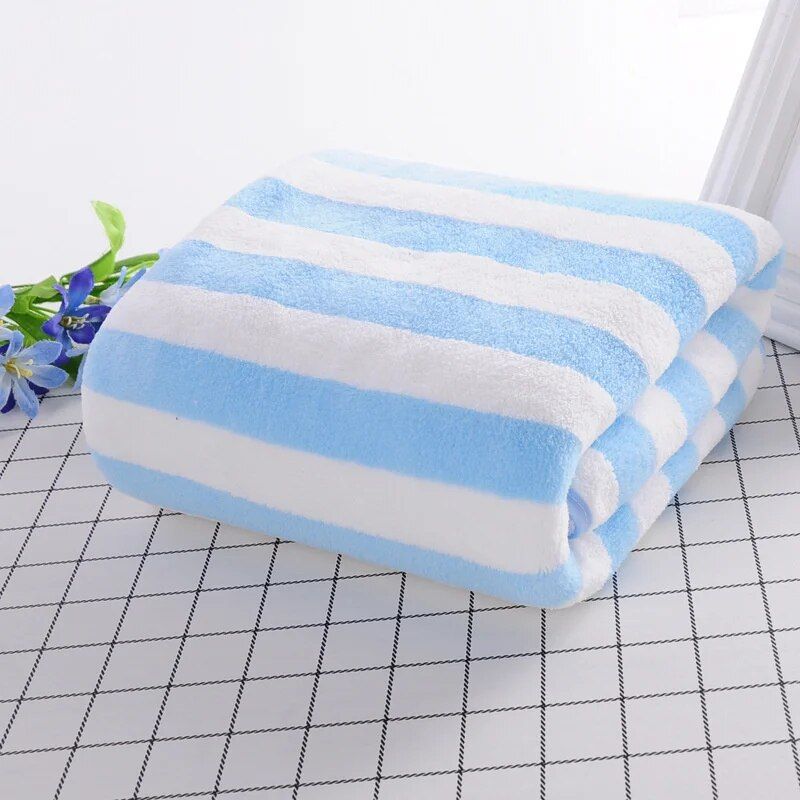 Quick-Dry Luxury Stripe Microfiber Bath Towel
